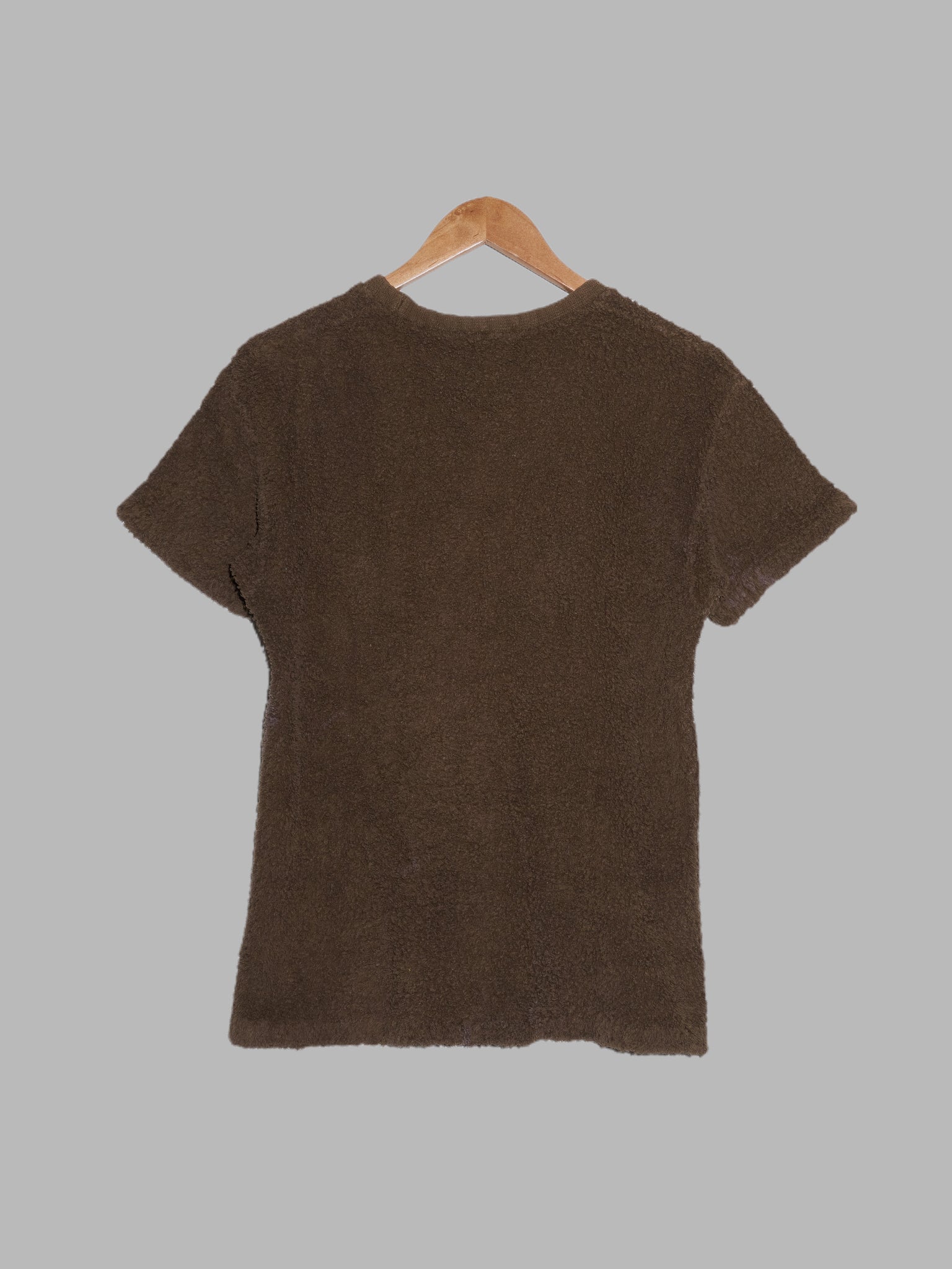 Homme Comme des Garcons mid 1980s brown towelling t-shirt - approx mens XS S