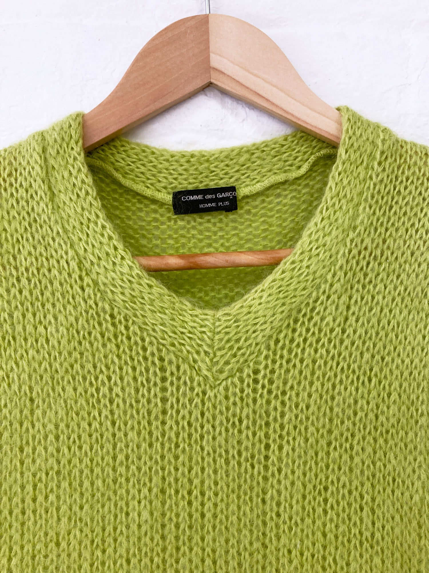 Comme des Garcons Homme Plus 1999 pistachio green mohair knitted vest