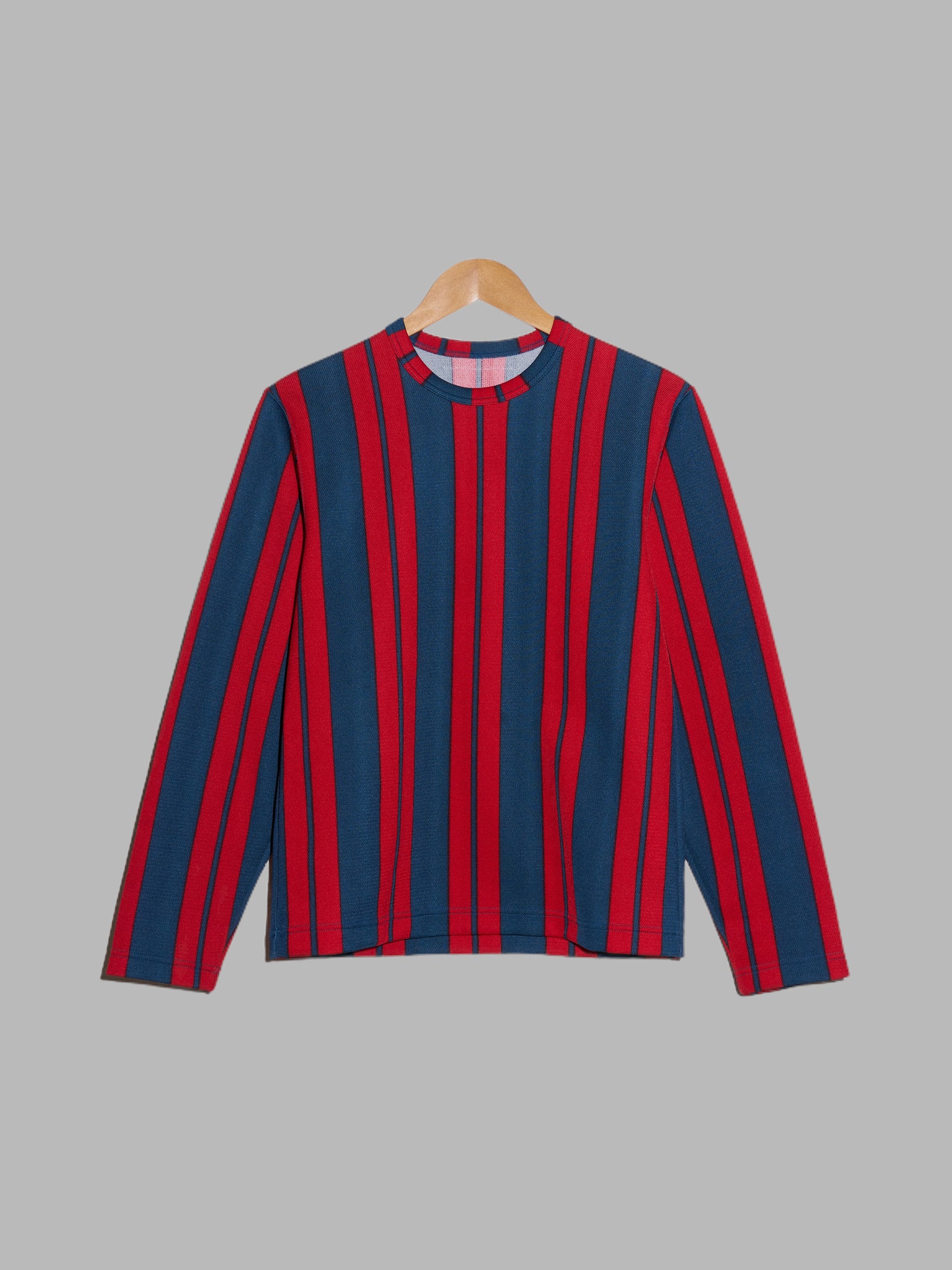 Comme des Garcons Homme 2000 blue and red striped polyester long sleeve top - S