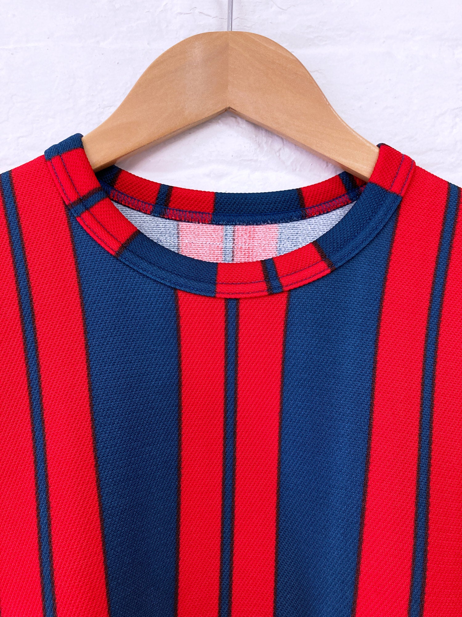 Comme des Garcons Homme 2000 blue and red striped polyester long sleeve top - S