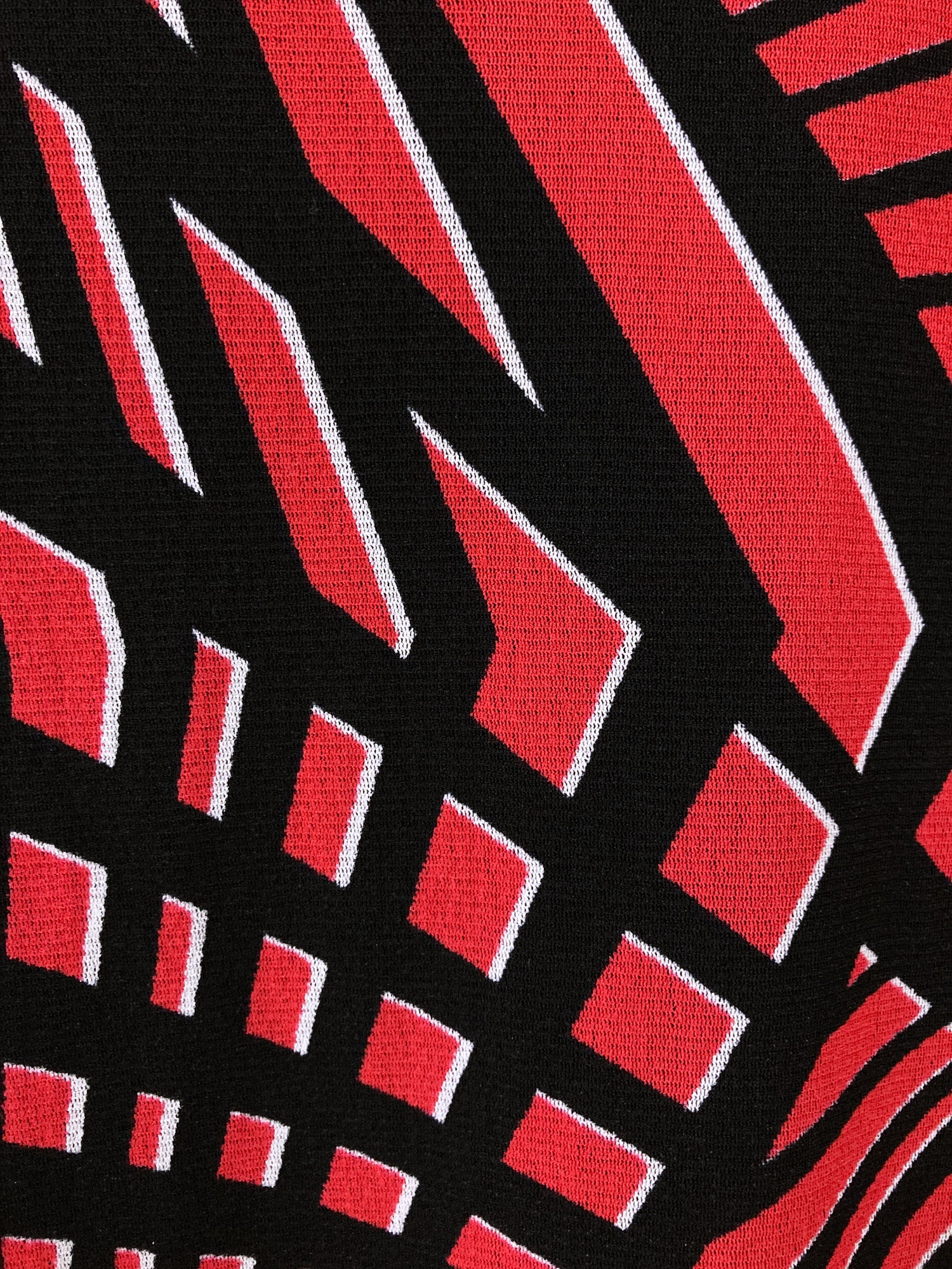 Vivienne Tam black red nylon mesh geometric pattern long sleeve dress