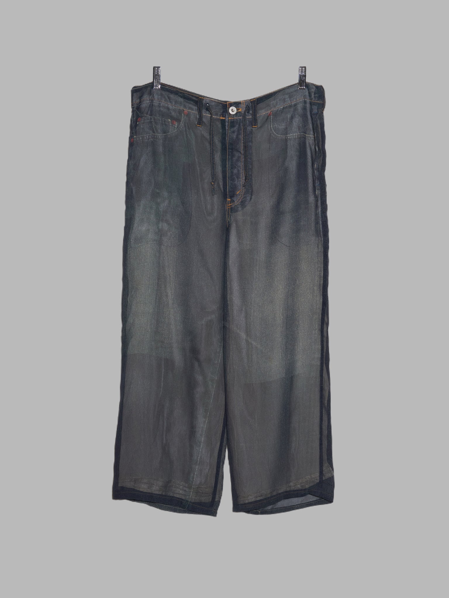 Nicole Club grey blue polyester denim jeans print wide leg trousers