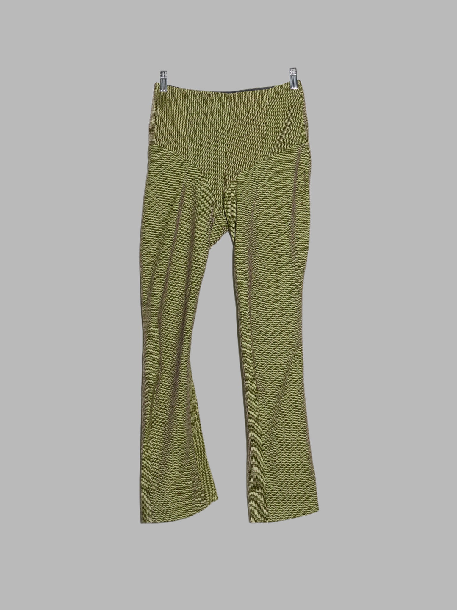 Junya Watanabe Comme des Garcons AW1997 textured green wool 3D panelled trousers