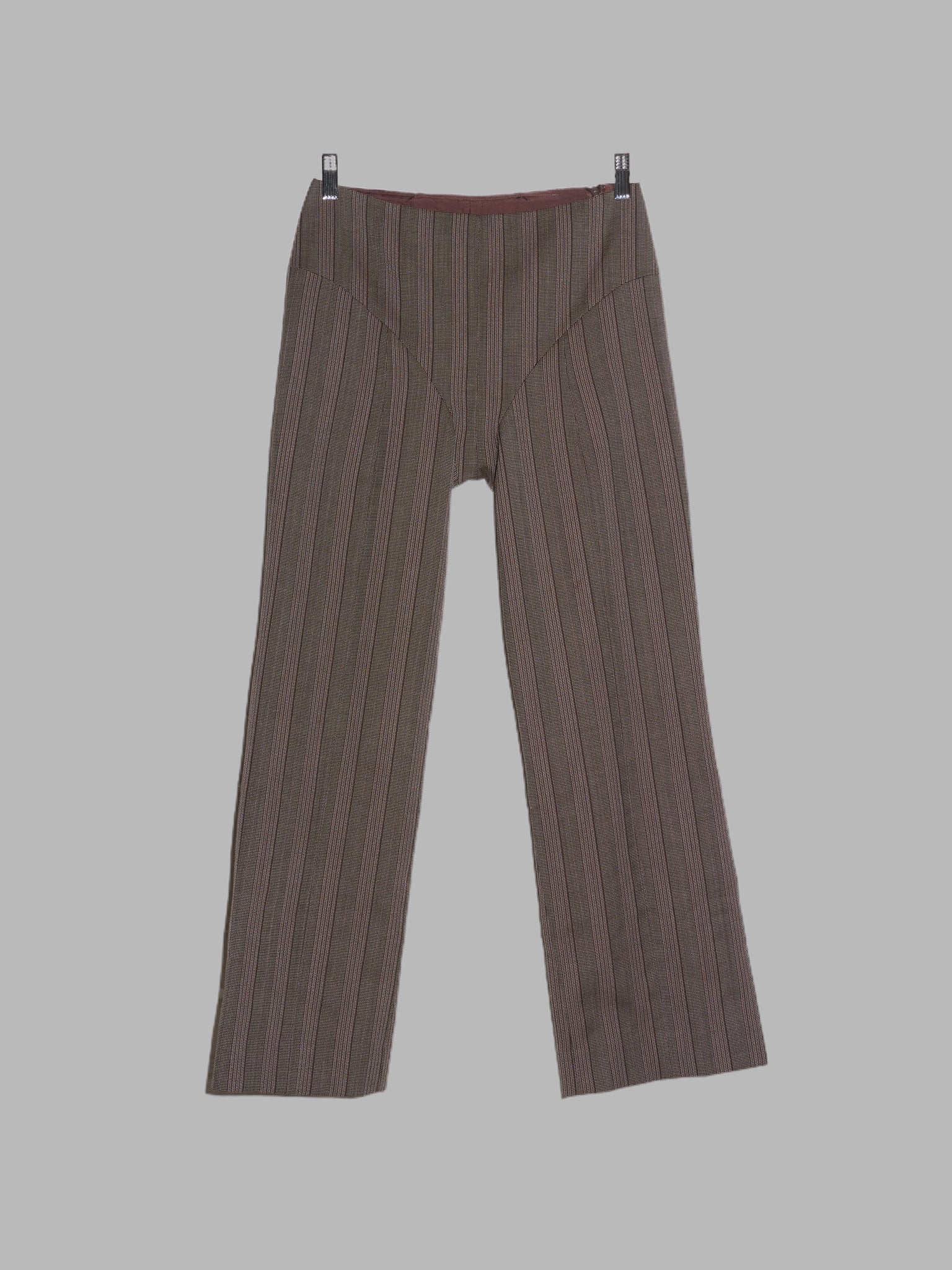 Junya Watanabe Comme des Garcons AW1997 brown striped wool 3D panelled trousers