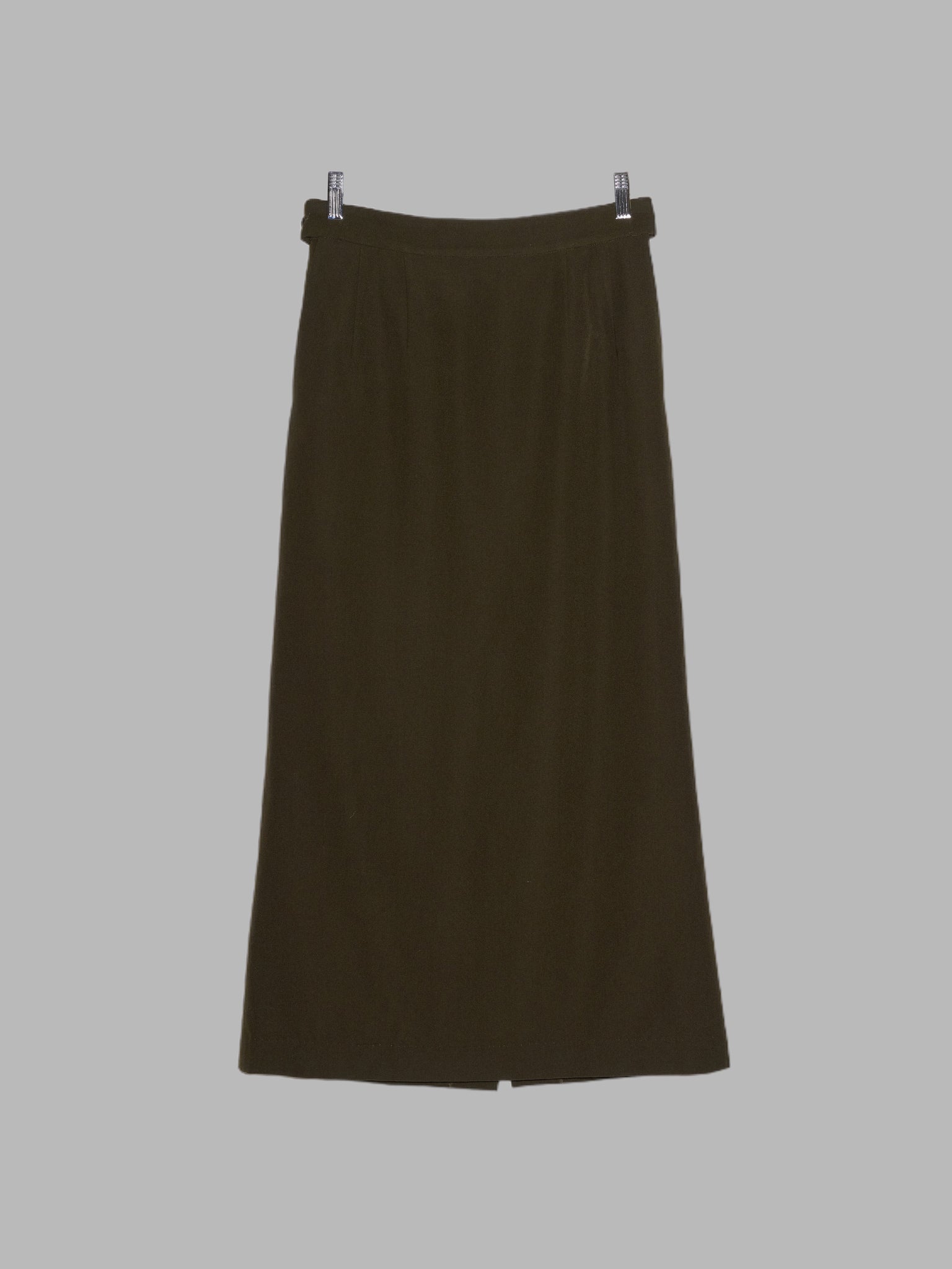 Tricot Comme des Garcons 1996 khaki wool gabardine waist tab maxi skirt - M