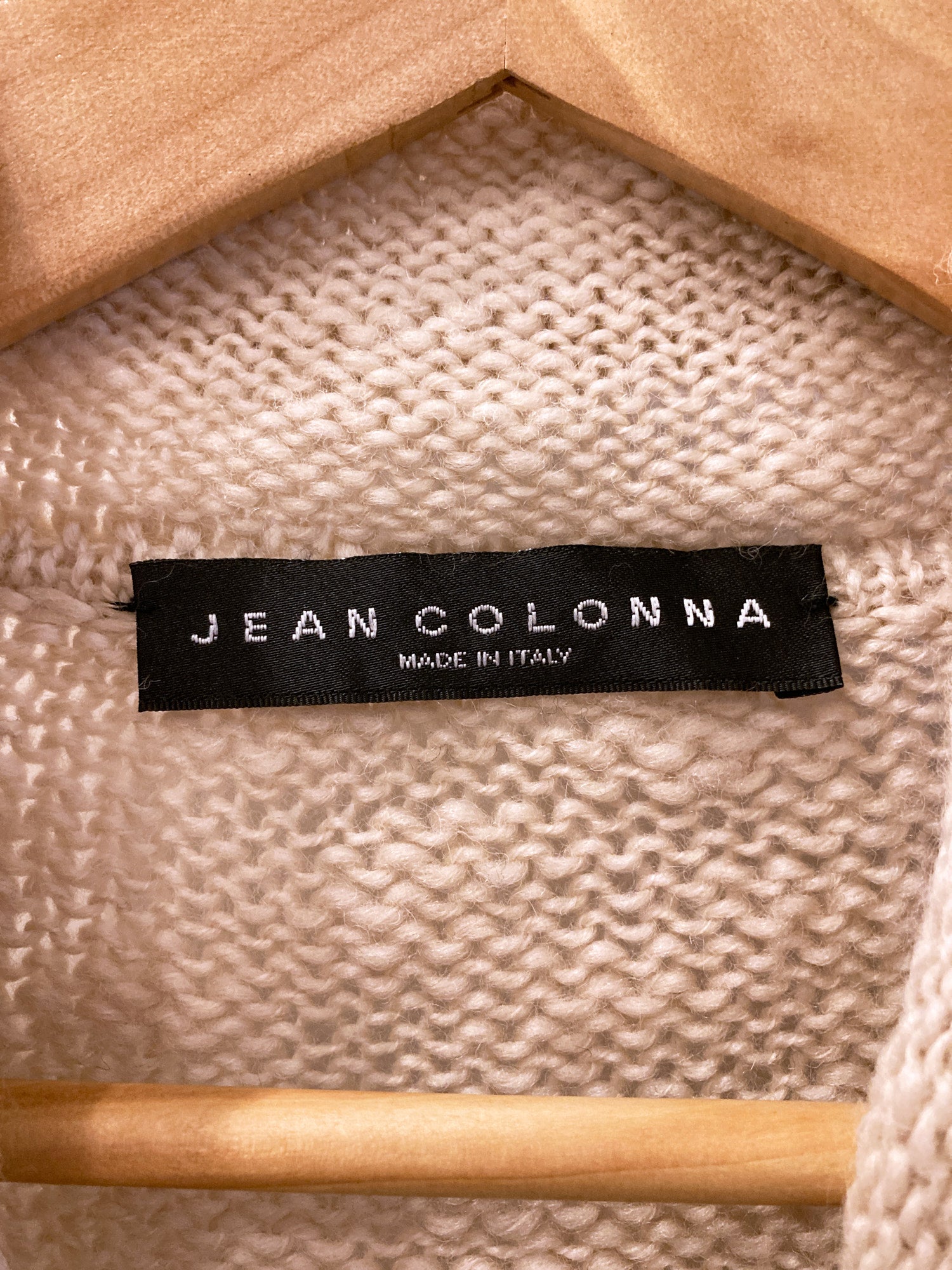 Jean Colonna beige knitted wool full length open cardigan or coat - size 40