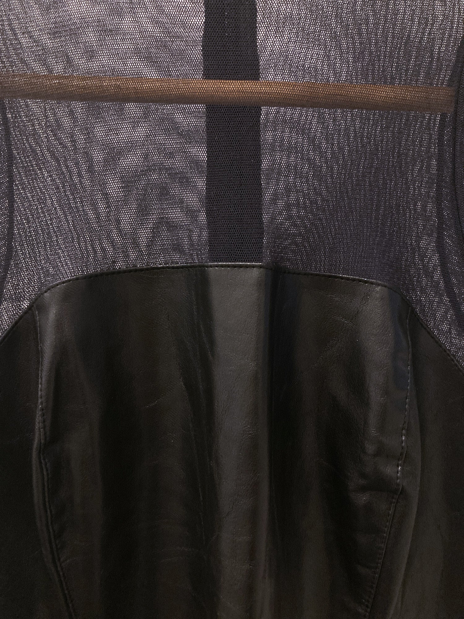 Jean Colonna black mesh and vinyl tight sleeveless dress - size S