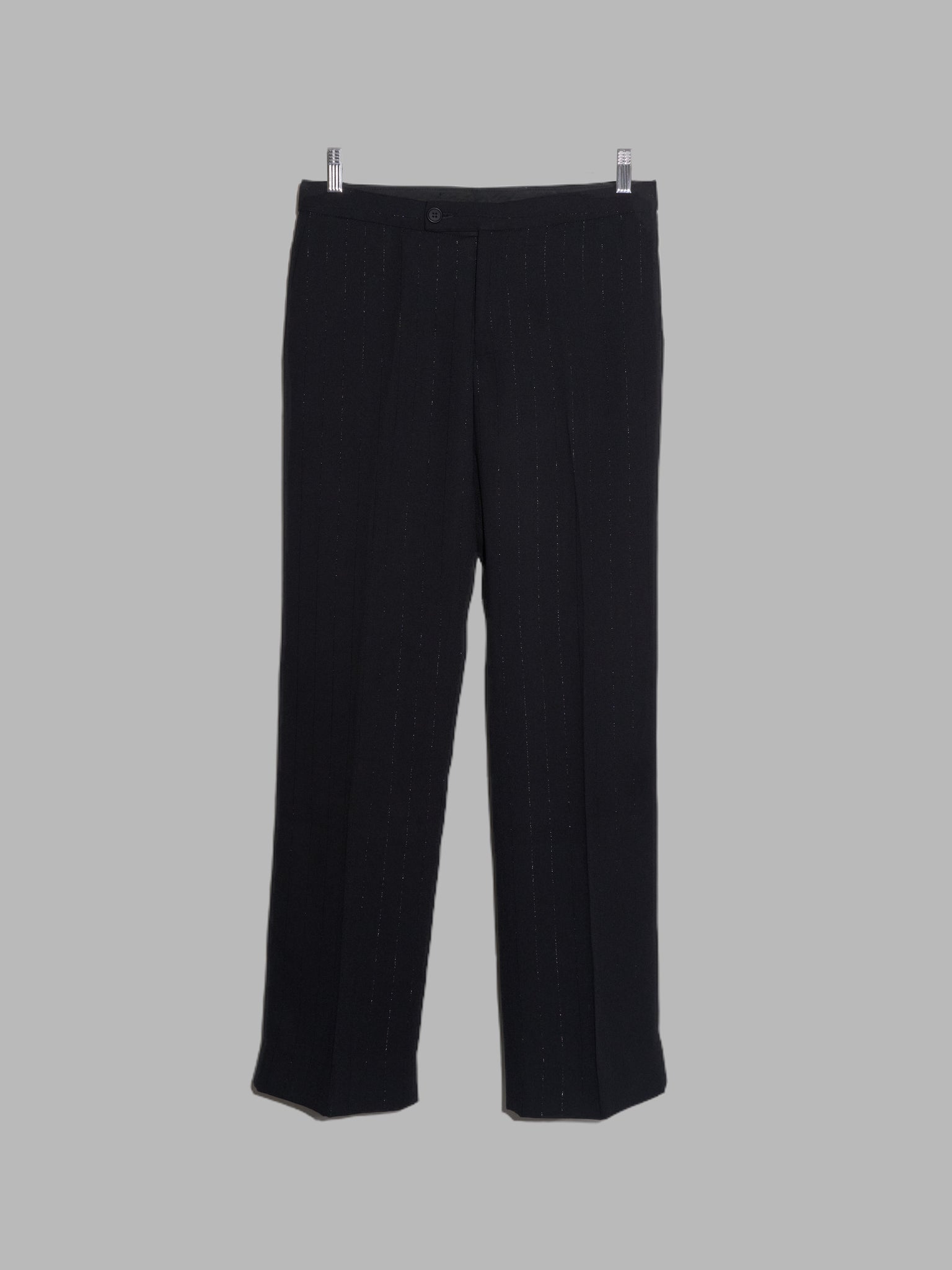 Jean Colonna black polyester trousers with lamé stripe - size 40