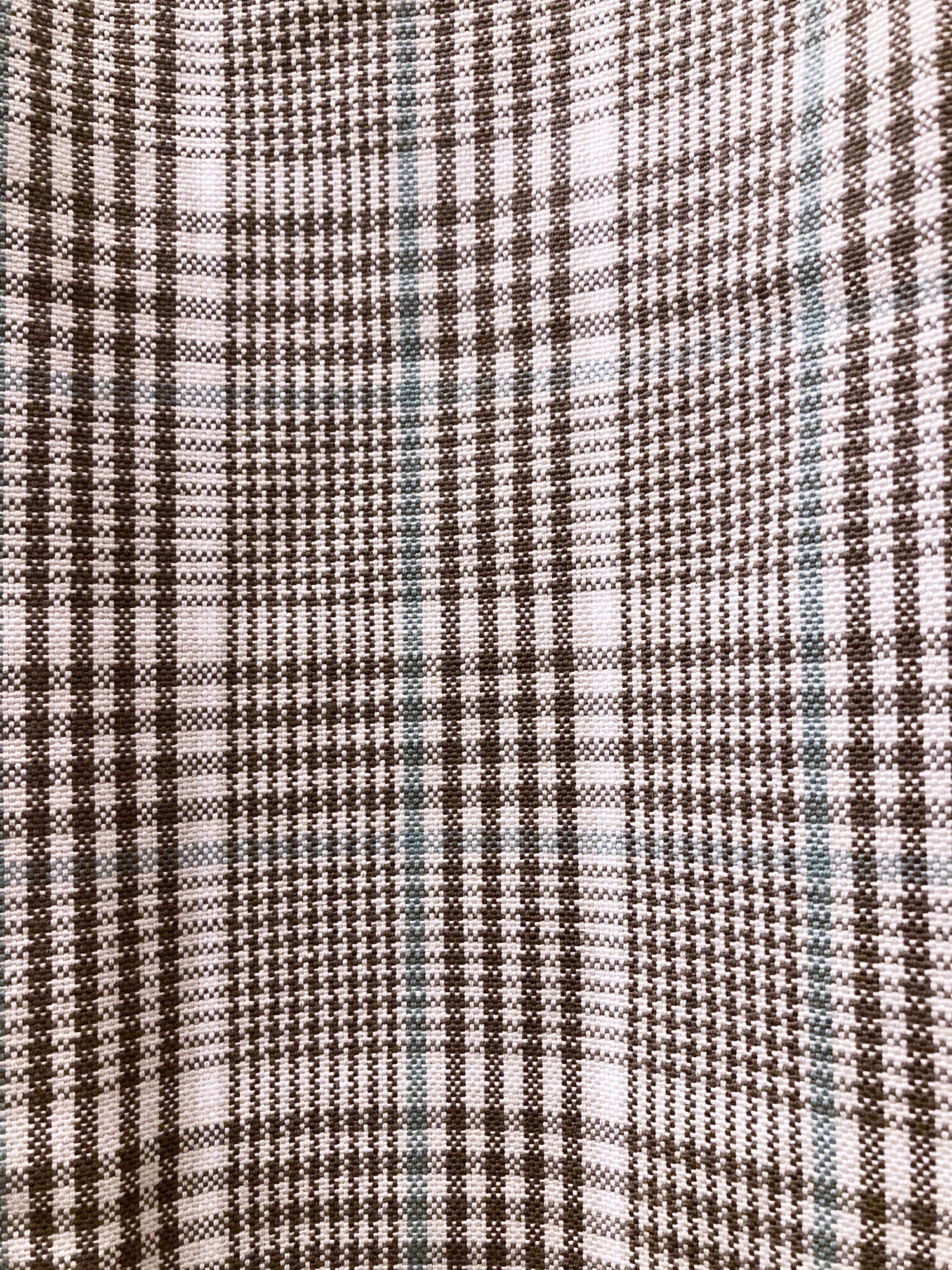 Jean Colonna brown white green poly-cotton check knee length skirt - size S