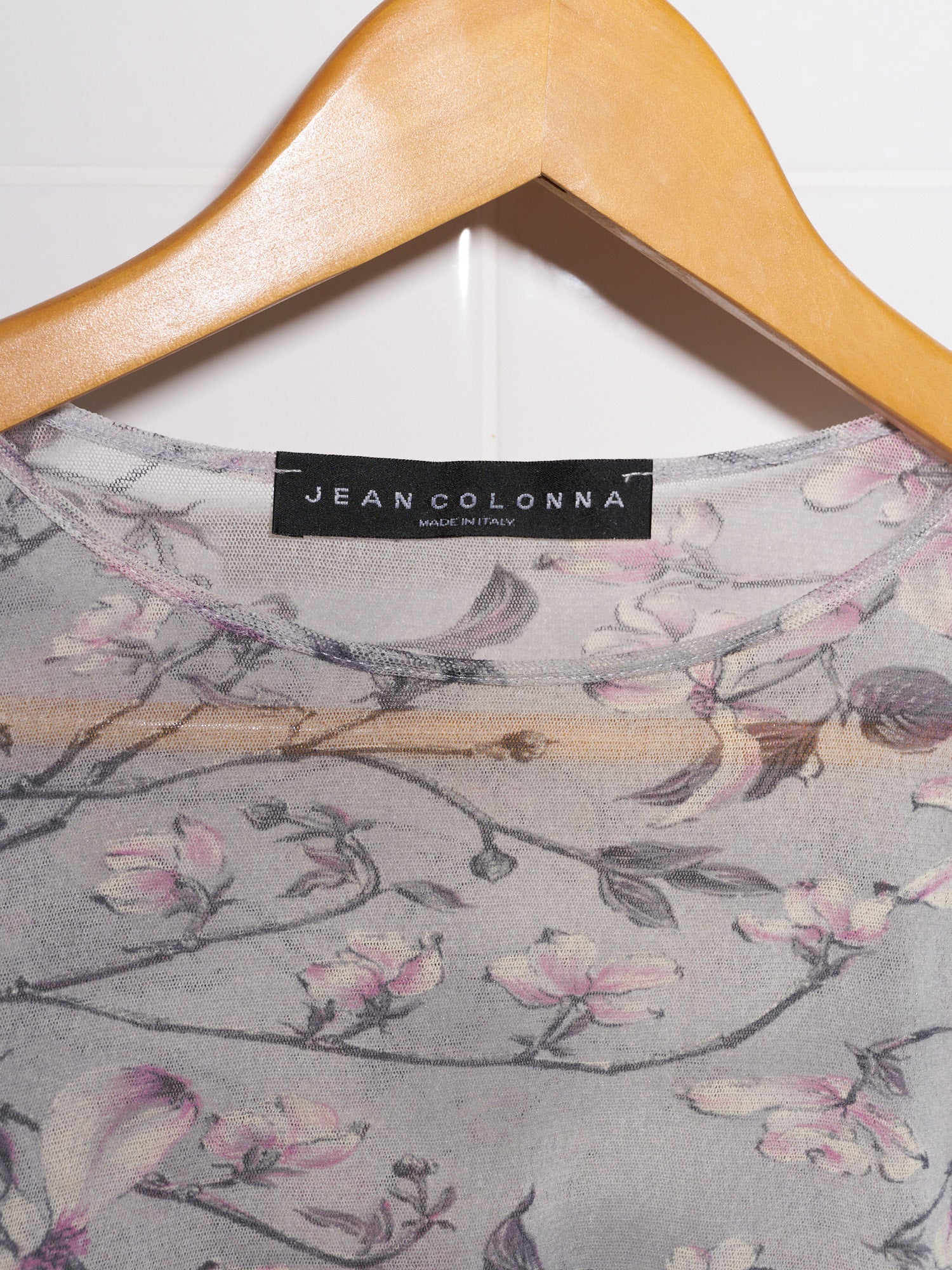 Jean Colonna grey mesh floral print t-shirt