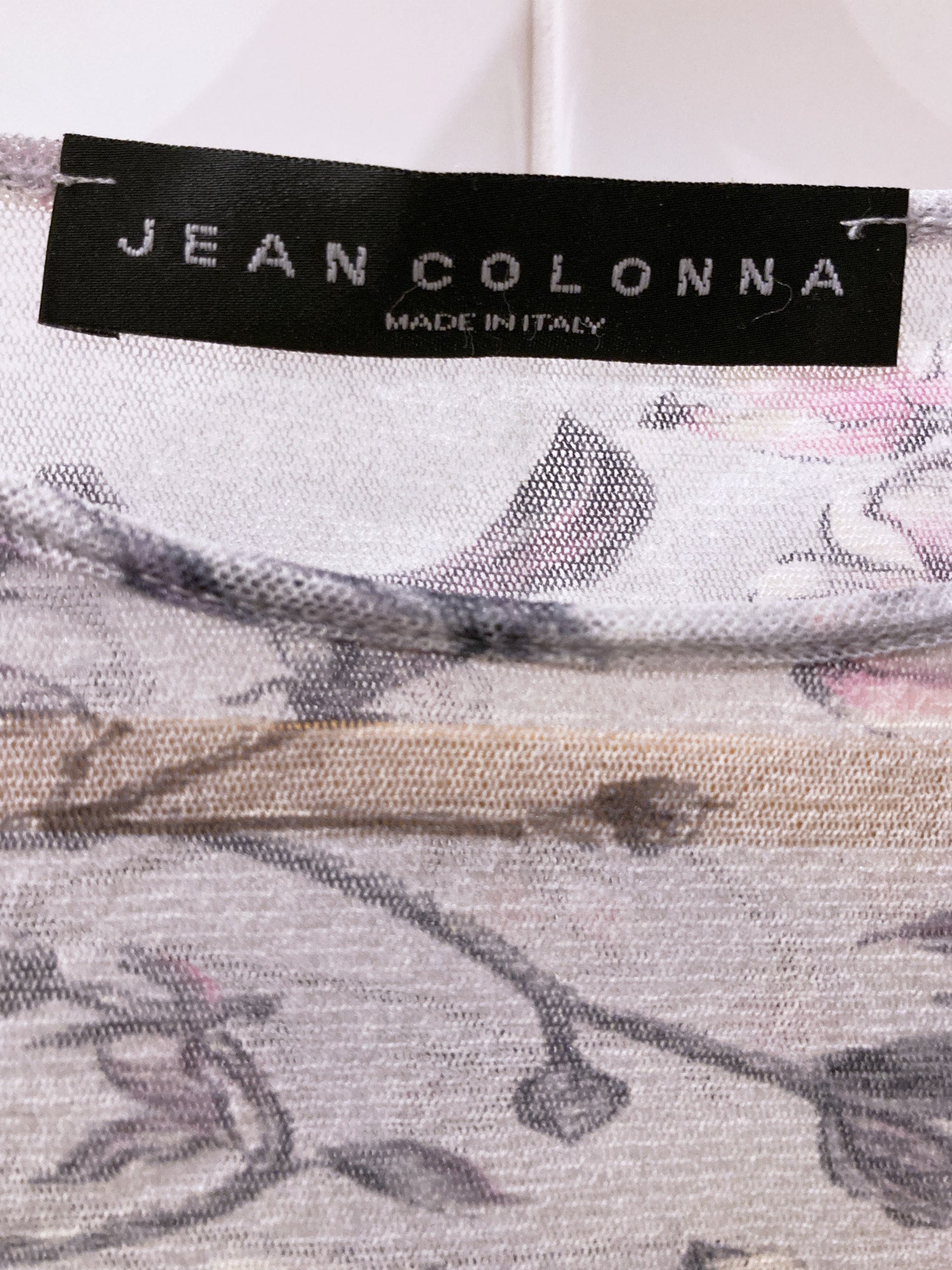 Jean Colonna grey mesh floral print t-shirt