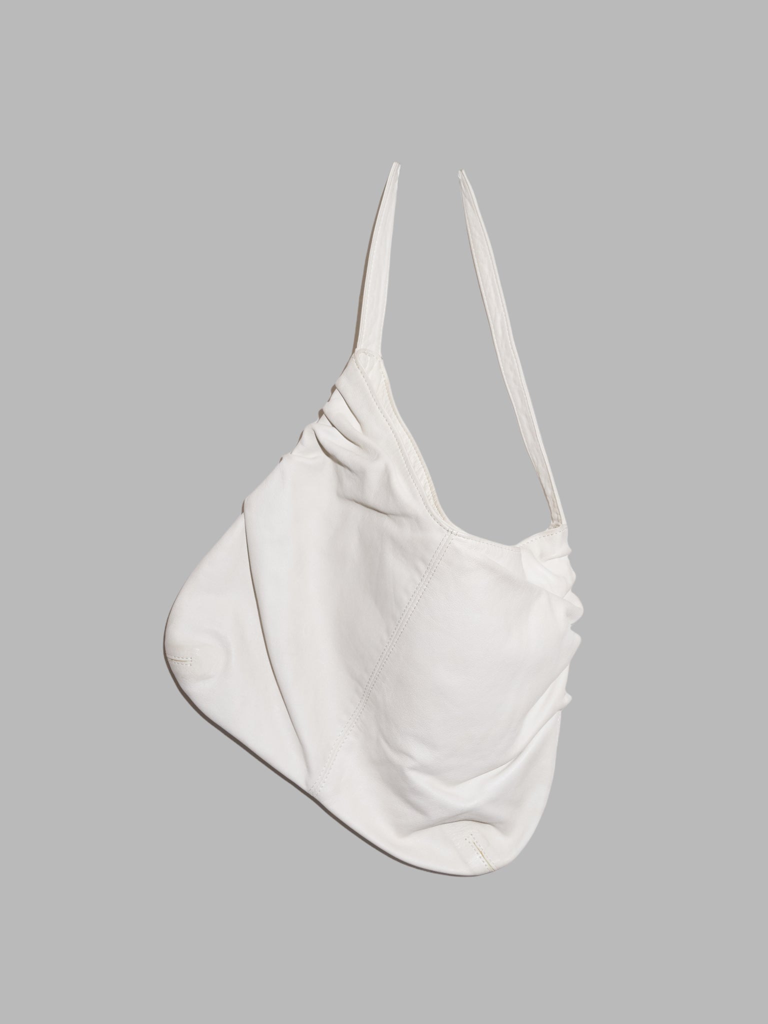 Jean Colonna off white leather shoulder bag with gathered sections