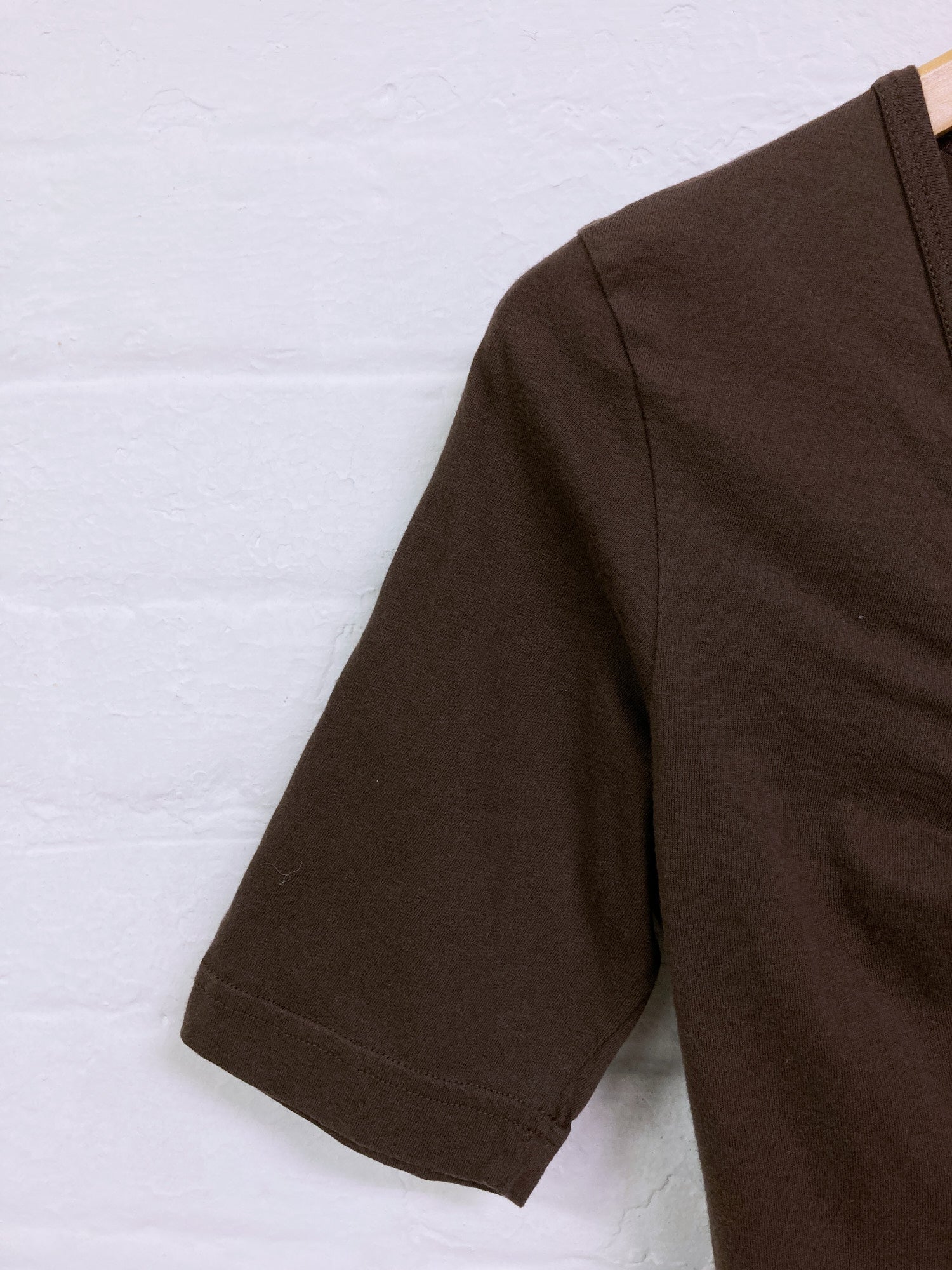 Jean Colonna brown cotton jersey short sleeve v-neck dress - size 40
