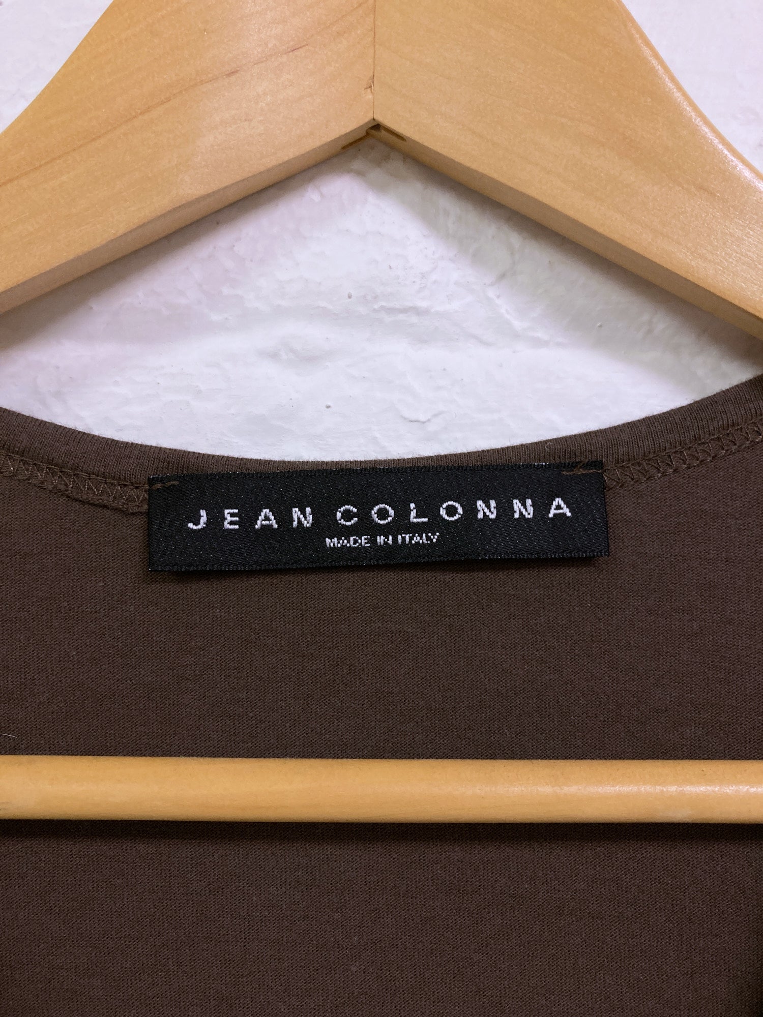 Jean Colonna brown cotton jersey short sleeve v-neck dress - size 40