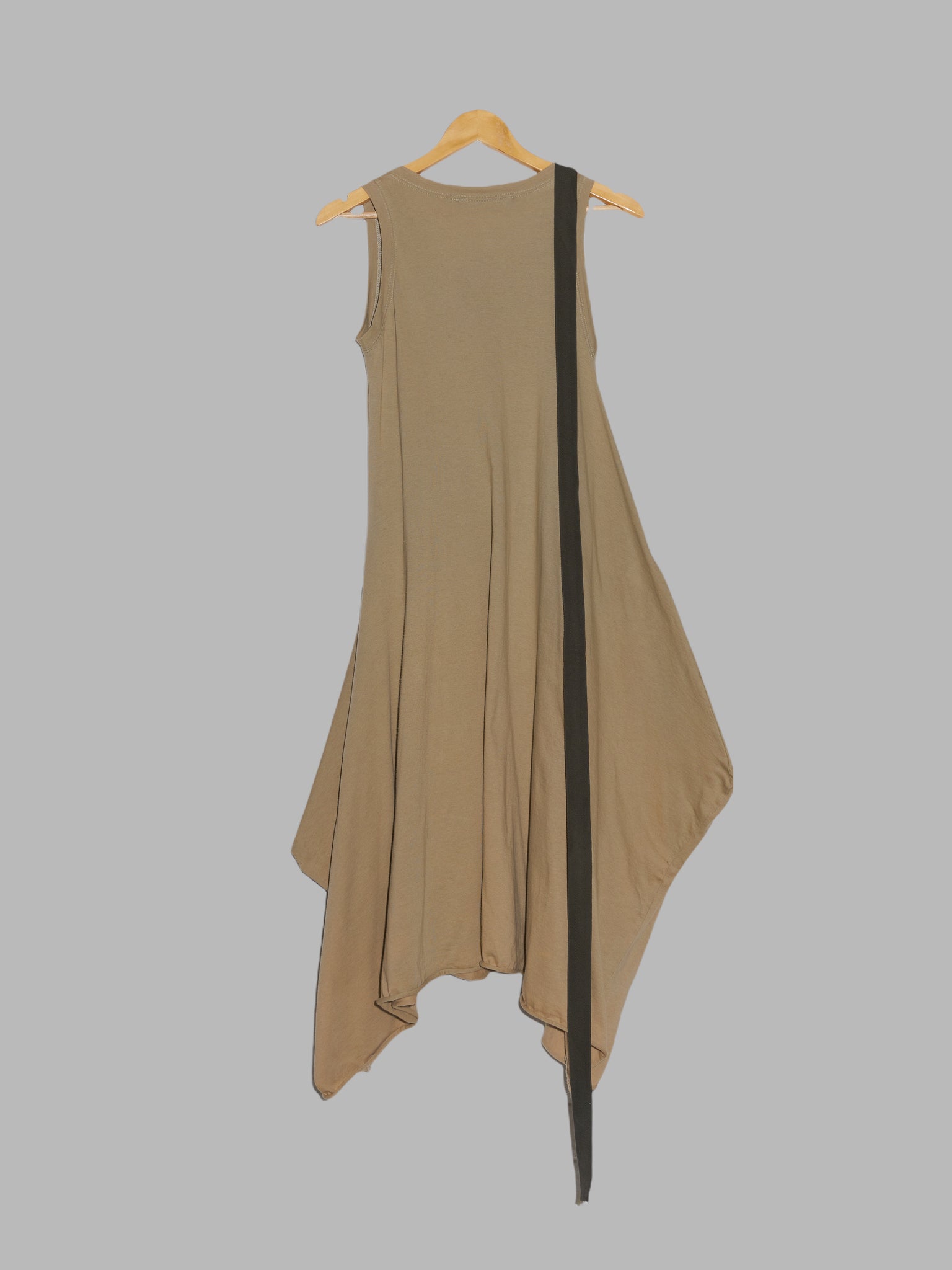 Jean Colonna sand-y cotton sleeveless dress with belted rectangular panel - size 40
