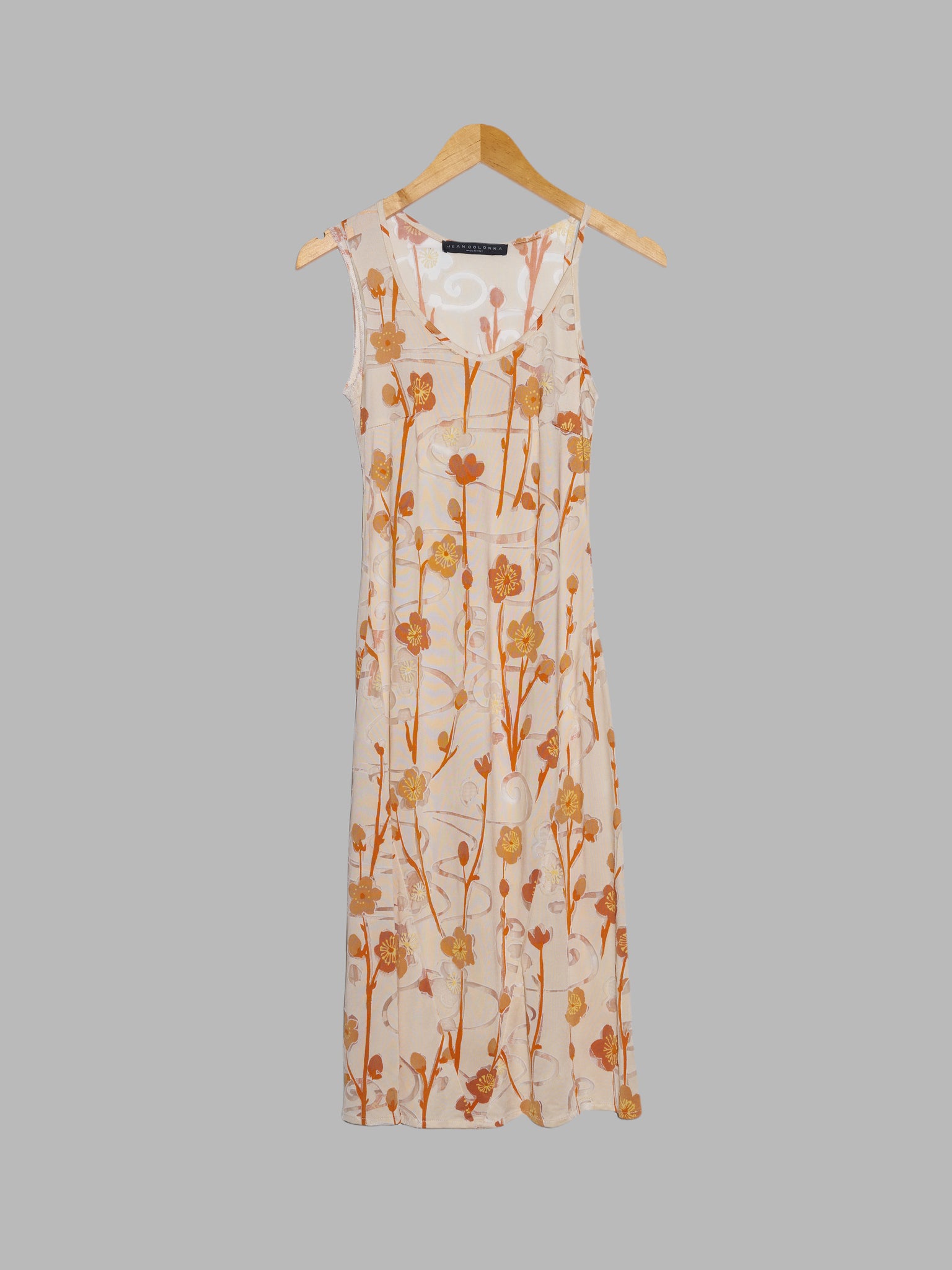 Jean Colonna SS1998 floral burnout sleeveless dress with asymmetrical shoulder