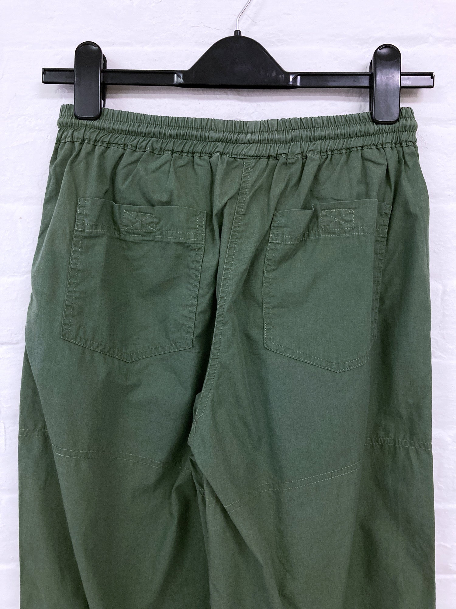 Jean Colonna khaki-green cotton elastic waist trousers - size 46