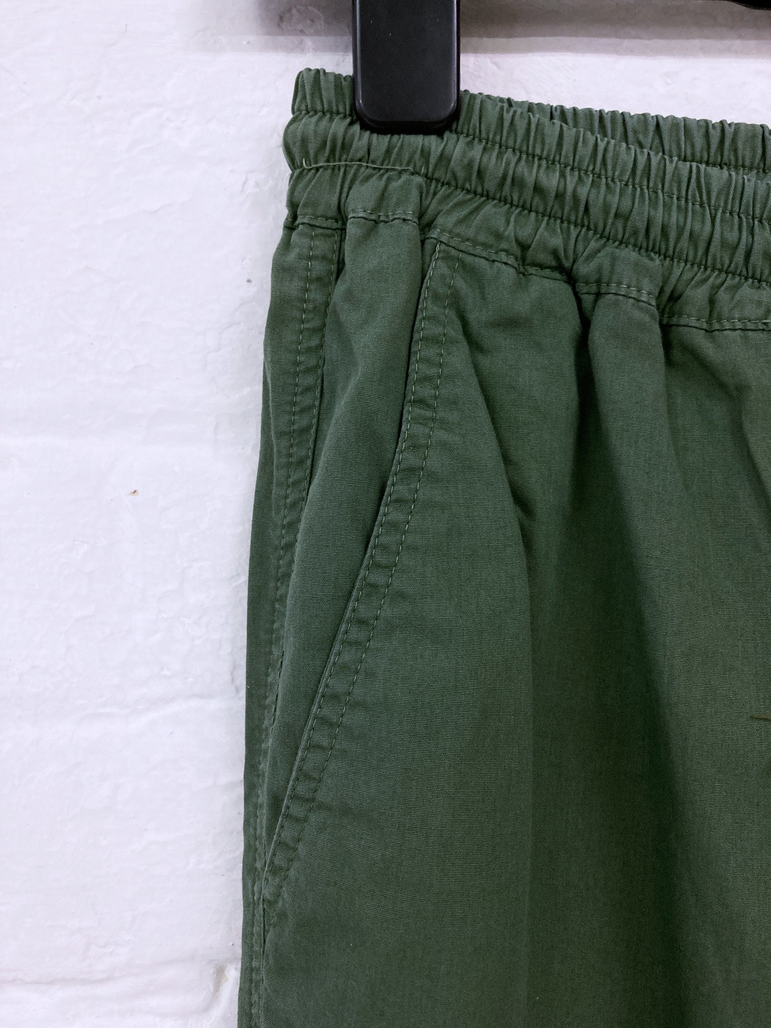 Jean Colonna khaki-green cotton elastic waist trousers - size 46