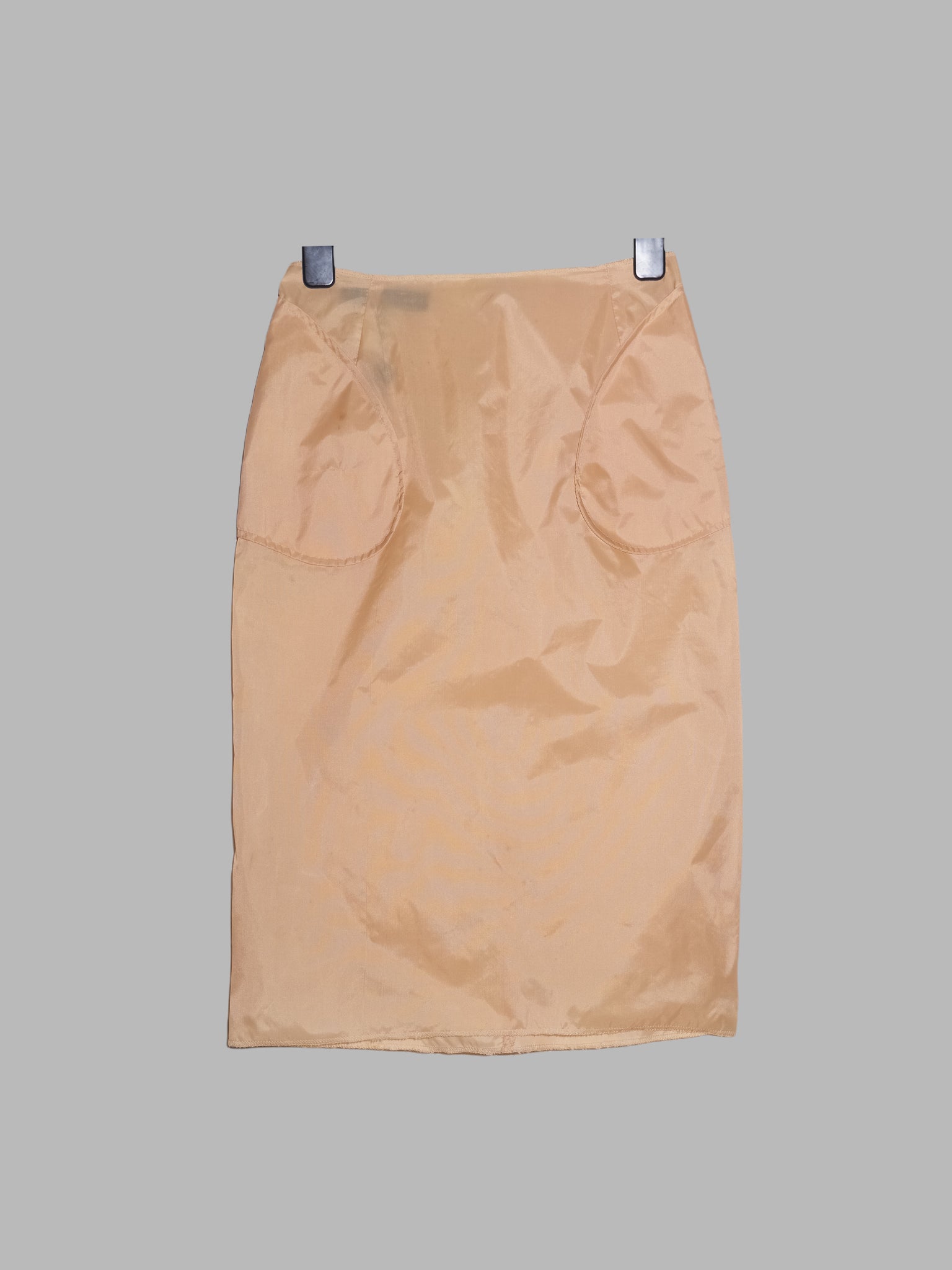 Jean Colonna beige nylon lining skirt with exterior pocket bags - size 38