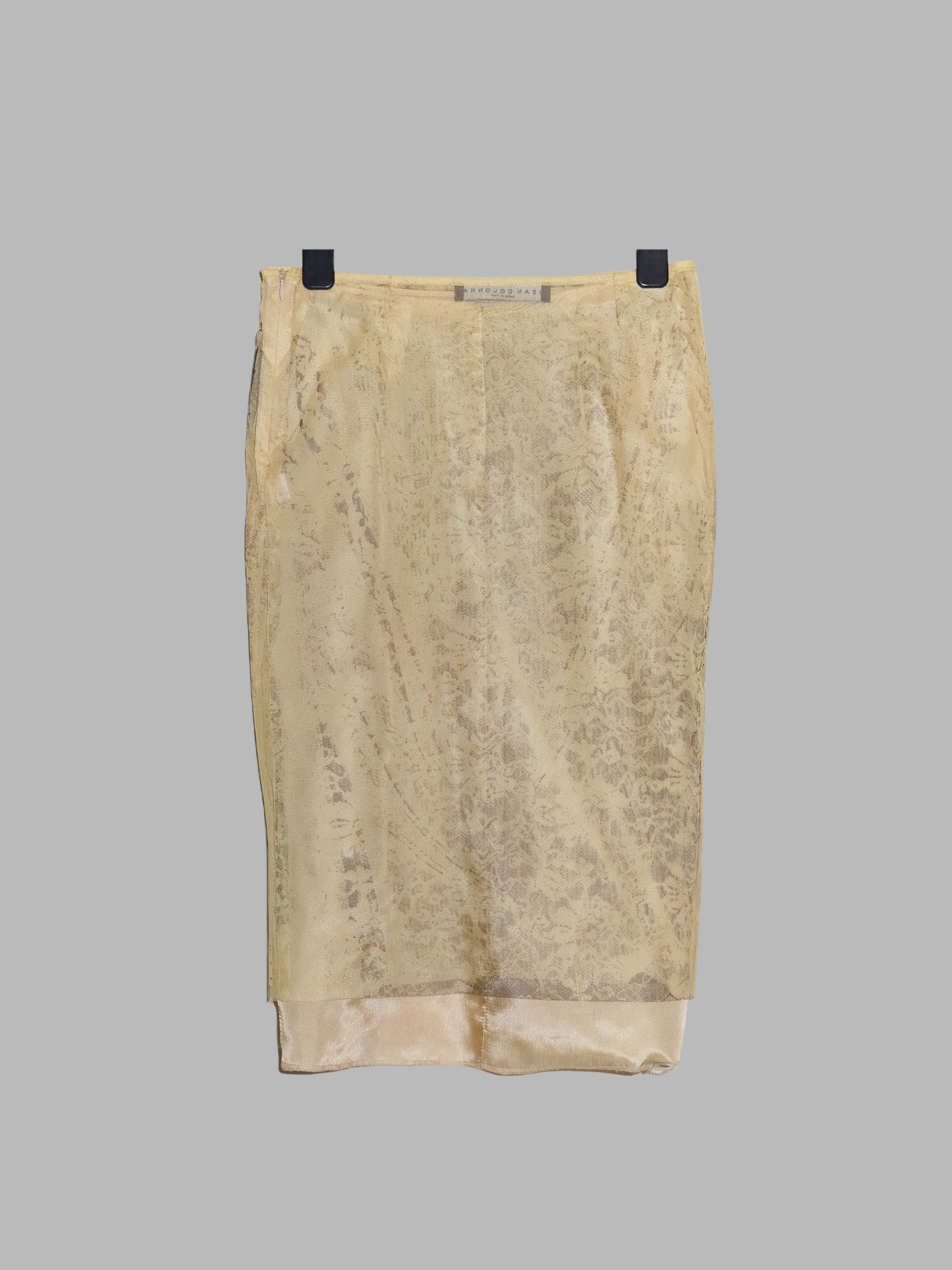 Jean Colonna printed mesh skirt with inner satin pocket bag skirt - size 38