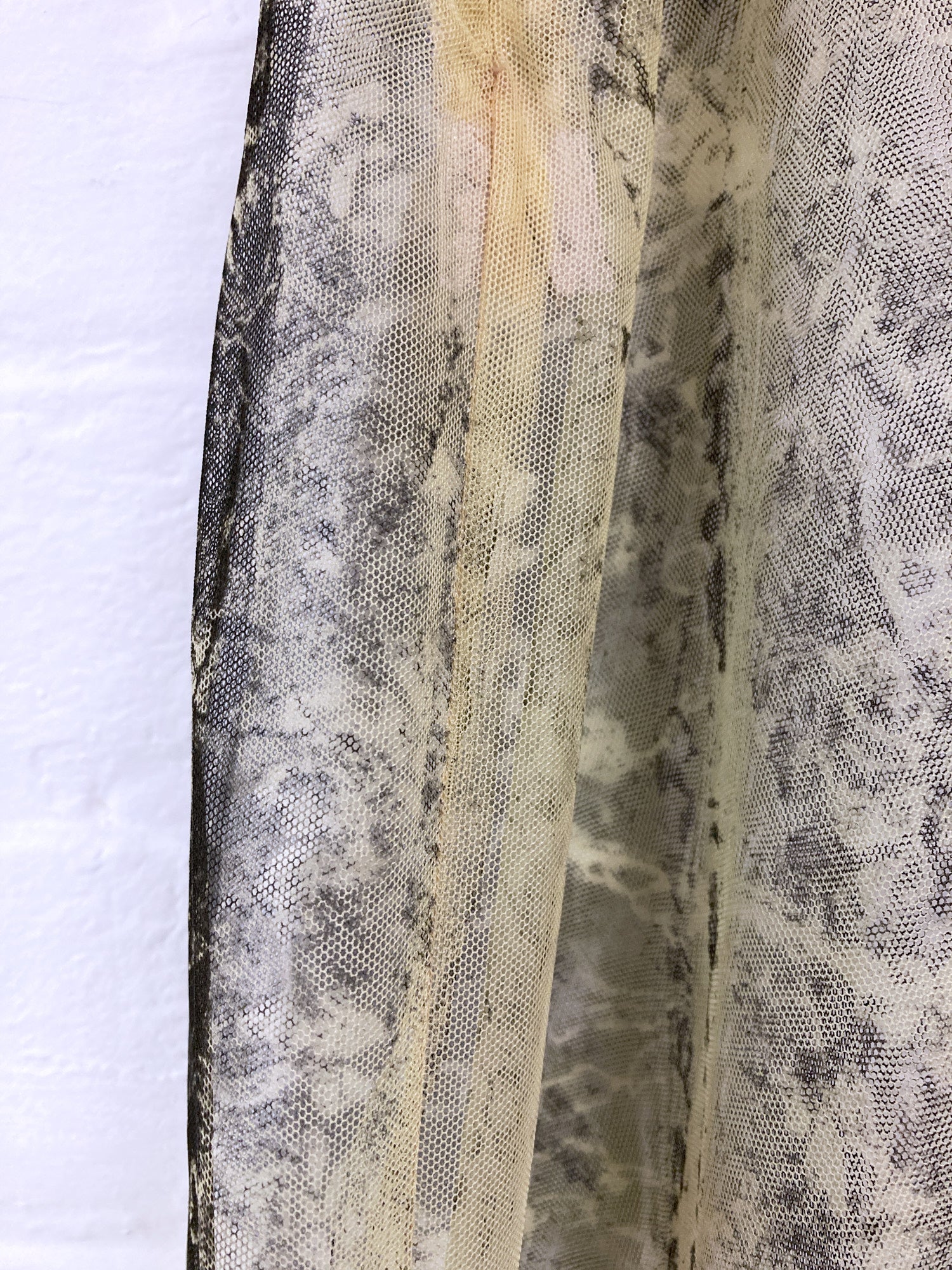 Jean Colonna printed mesh skirt with inner satin pocket bag skirt - size 38