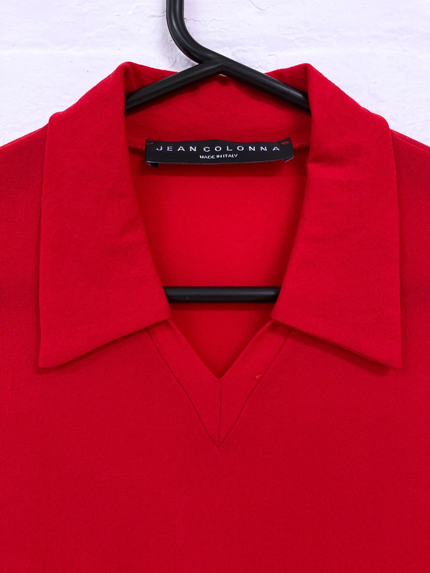 Jean Colonna red nylon panelled mesh polo shirt - S