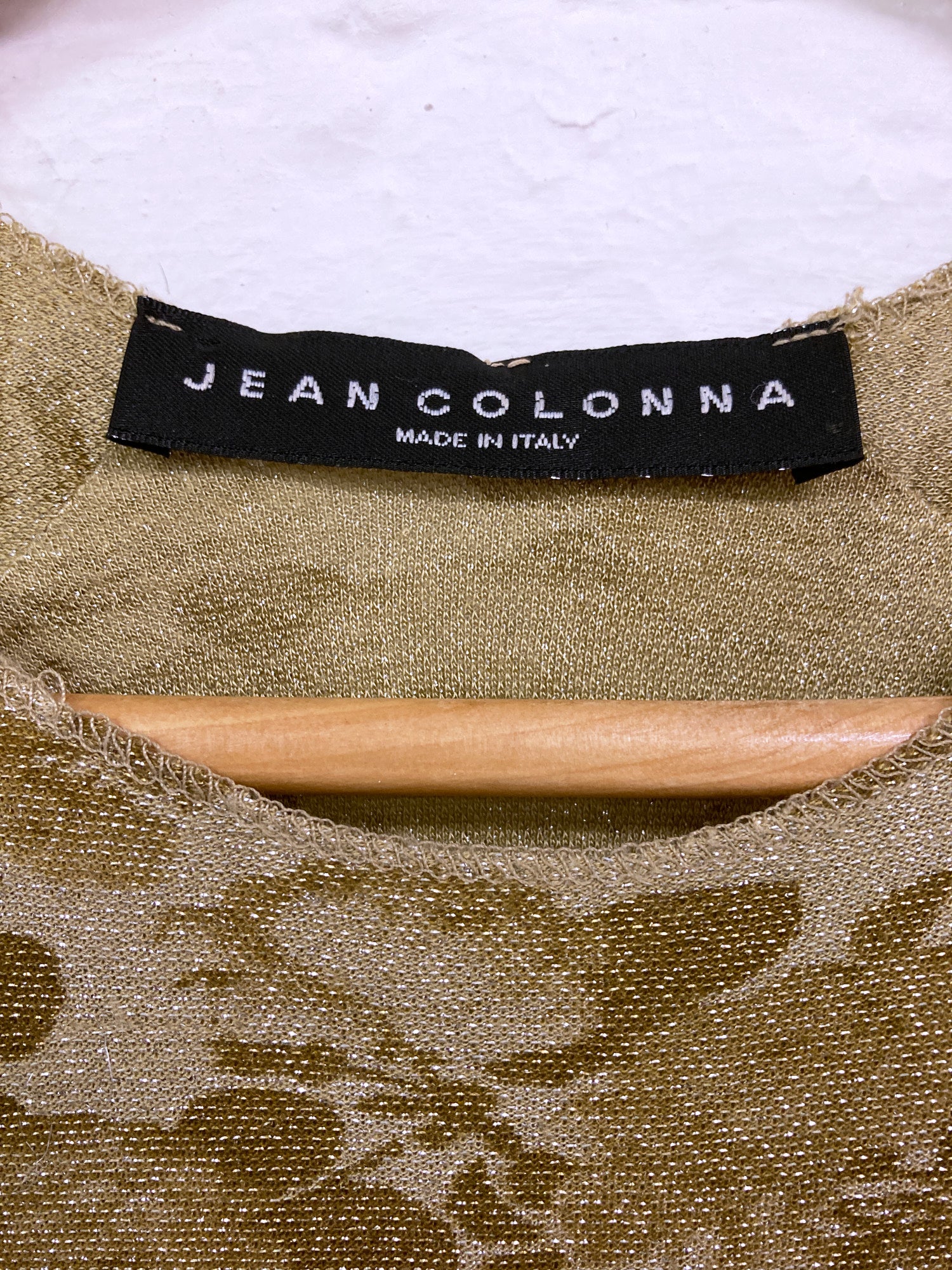 Jean Colonna gold lamé floral print long sleeve top - S