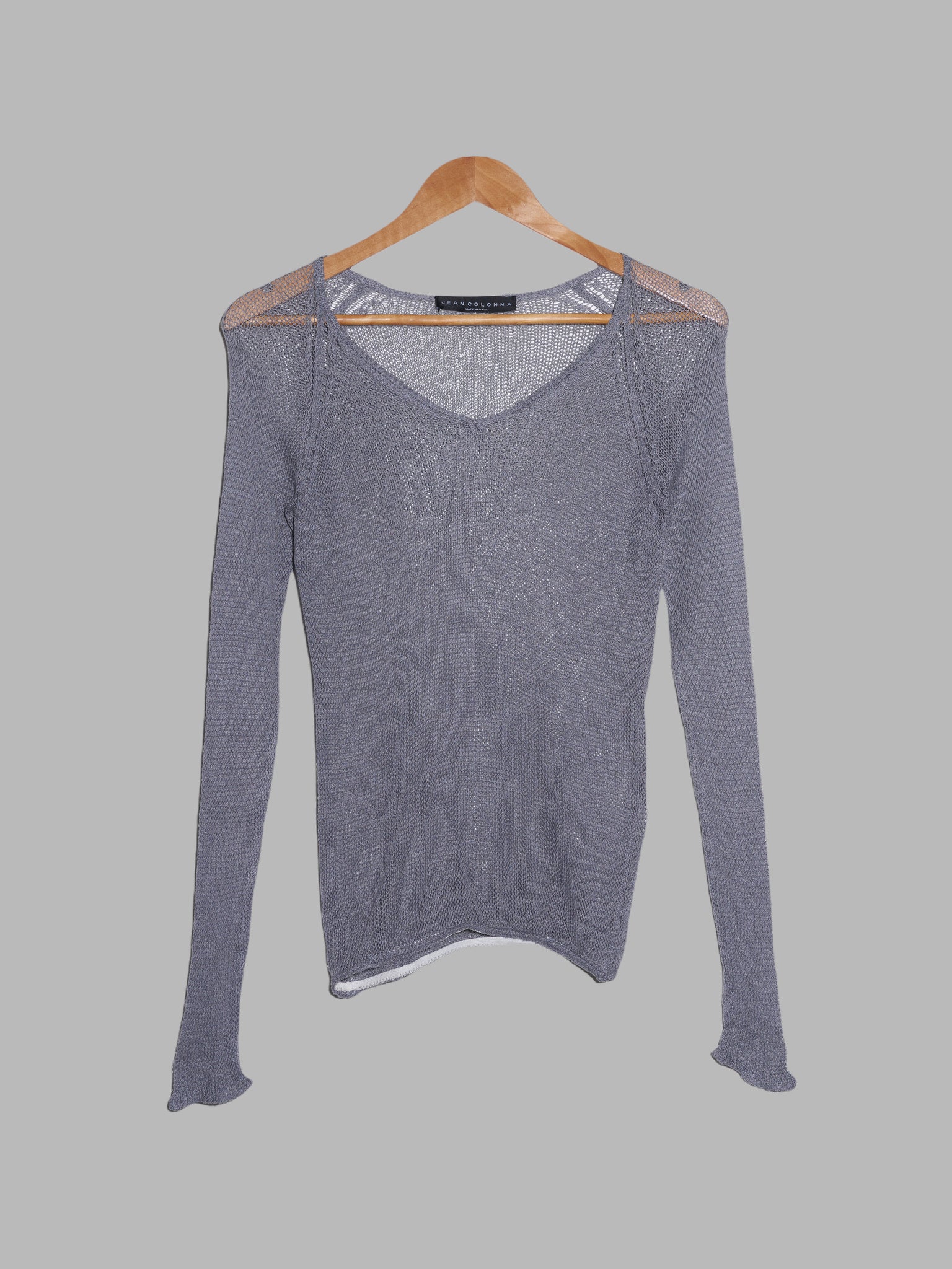 Jean Colonna AW1999 blue-grey silk loose knit long sleeve top - XS