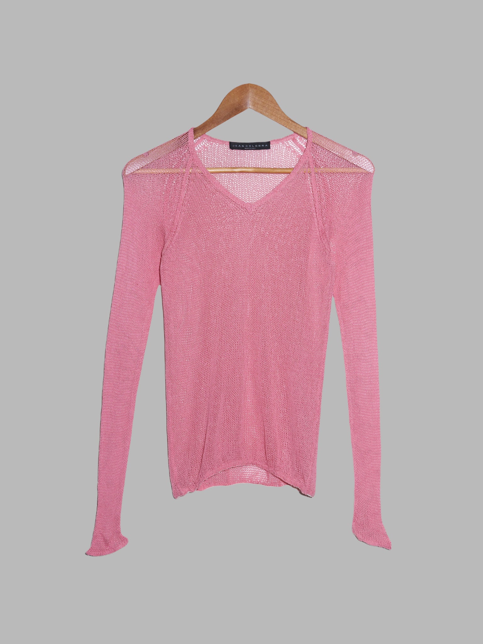 Jean Colonna AW1998 pink silk loose knit long sleeve top - XS