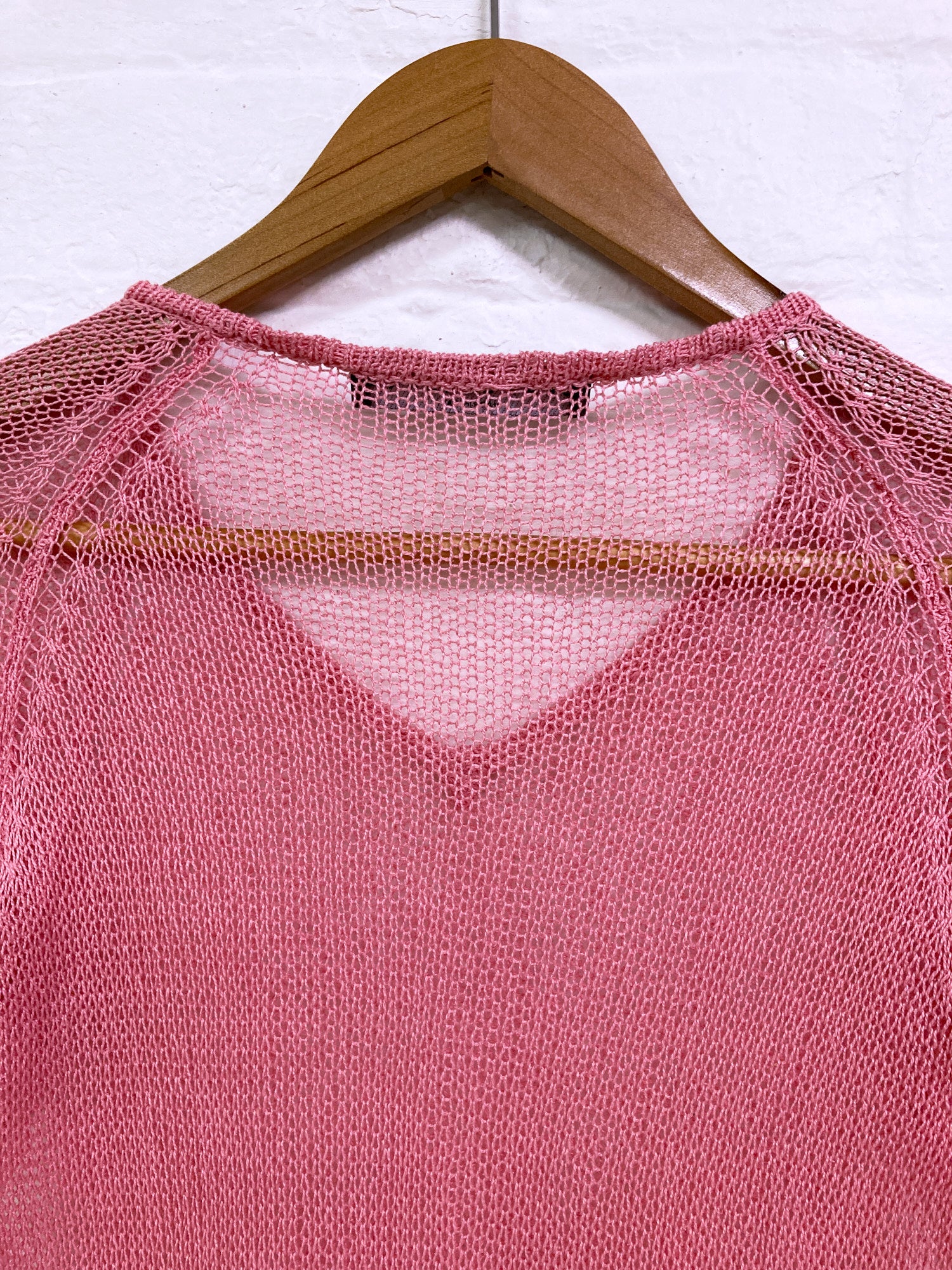 Jean Colonna AW1998 pink silk loose knit long sleeve top - XS