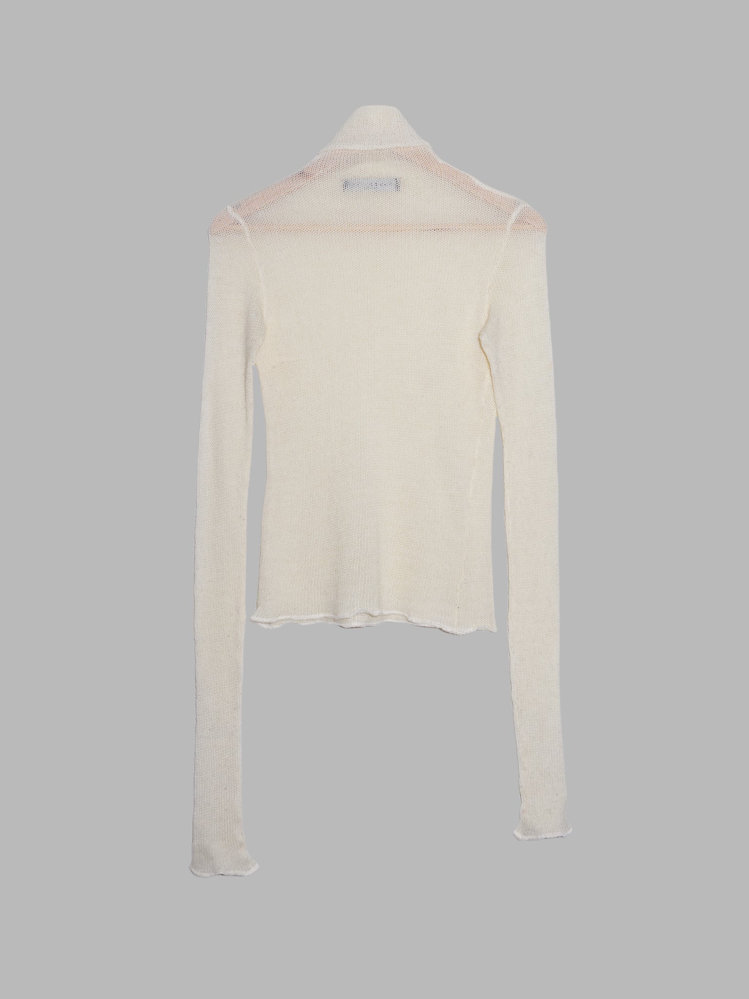 Jean Colonna cream loose knit turtleneck with extra long sleeves