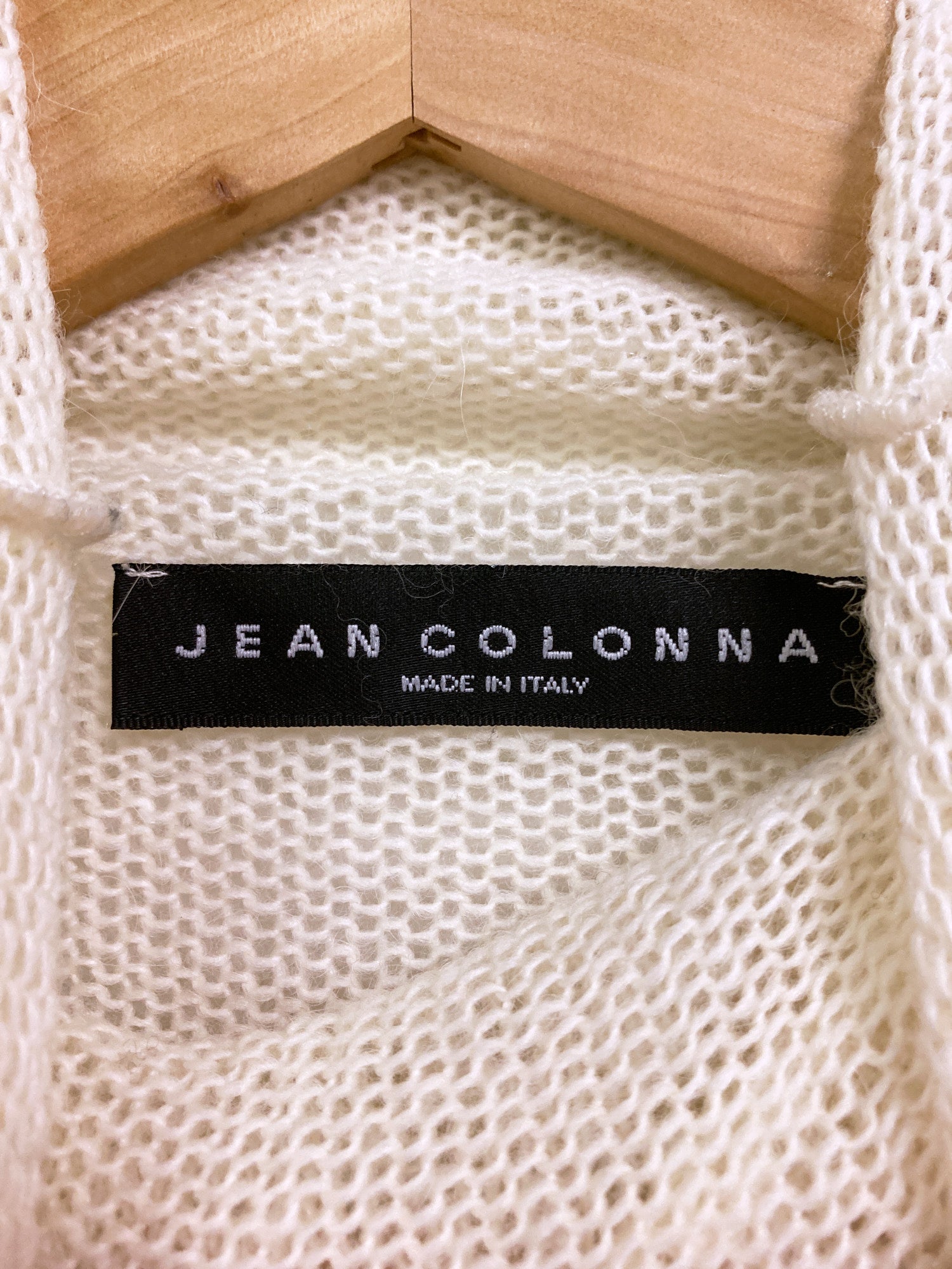 Jean Colonna cream loose knit turtleneck with extra long sleeves