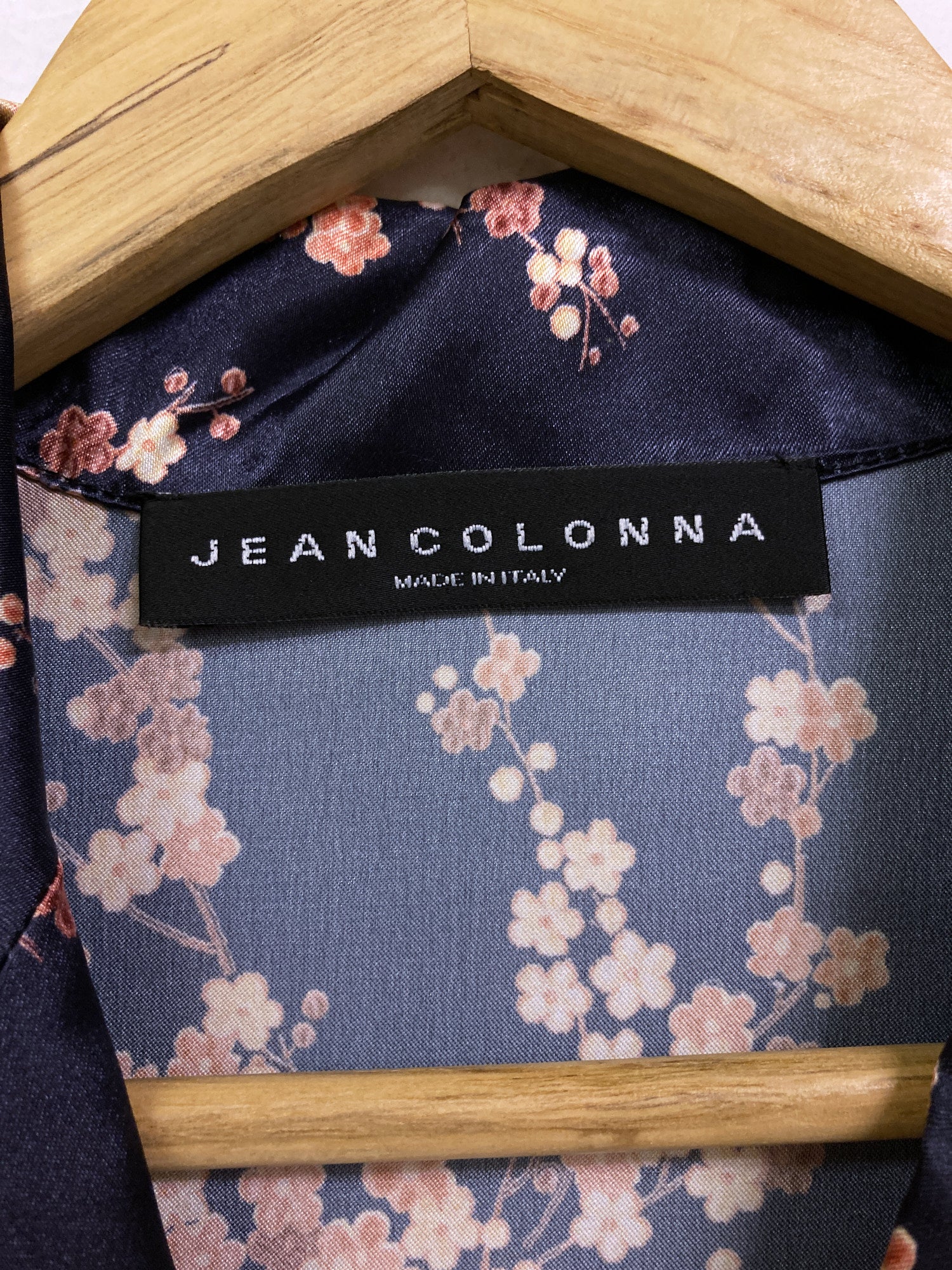 Jean Colonna AW1998 purple-y brown satin cherry blossom print long sleeve shirt