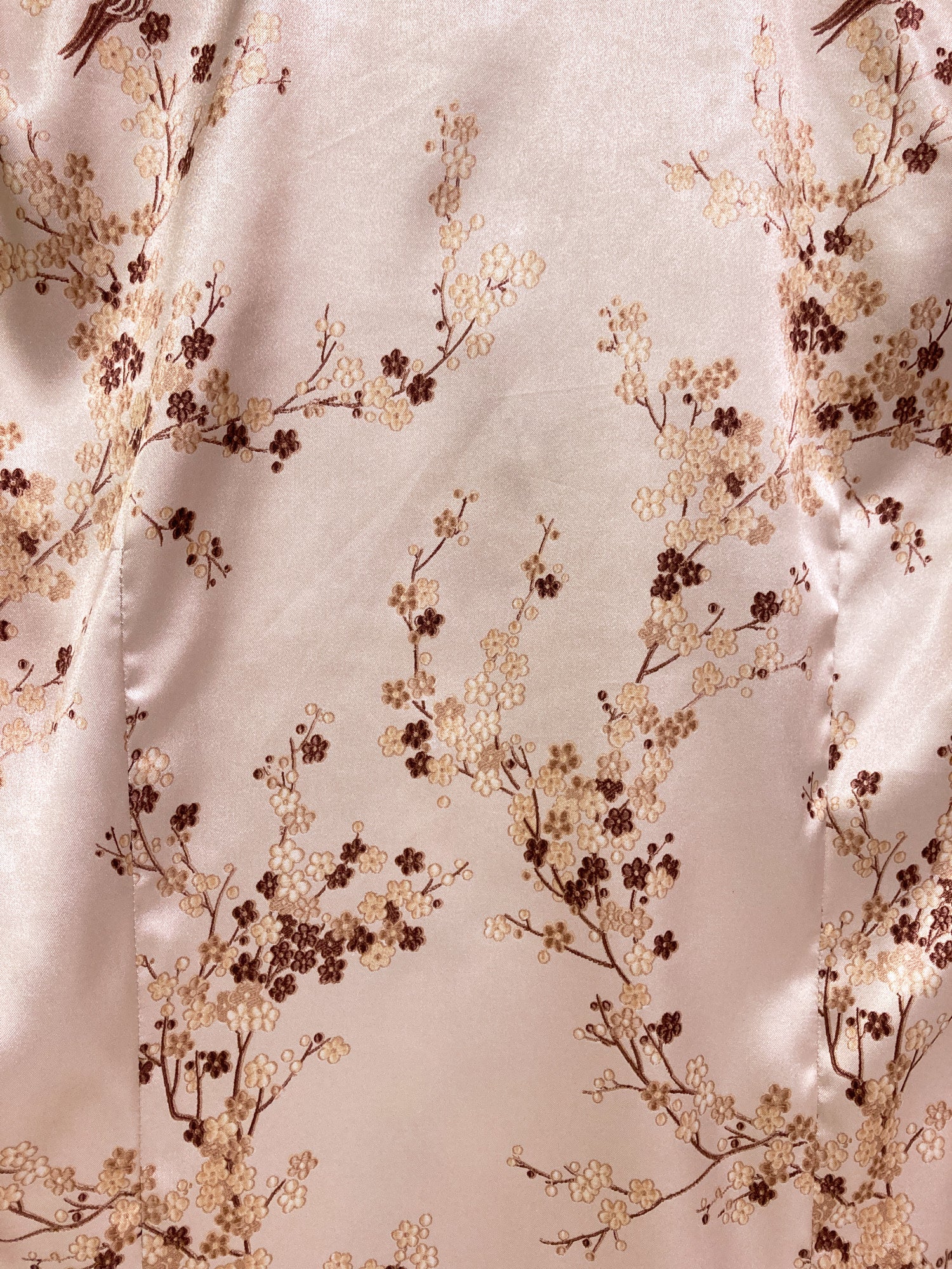 Jean Colonna AW1998 beige satin cherry blossom print long sleeve shirt - size 40
