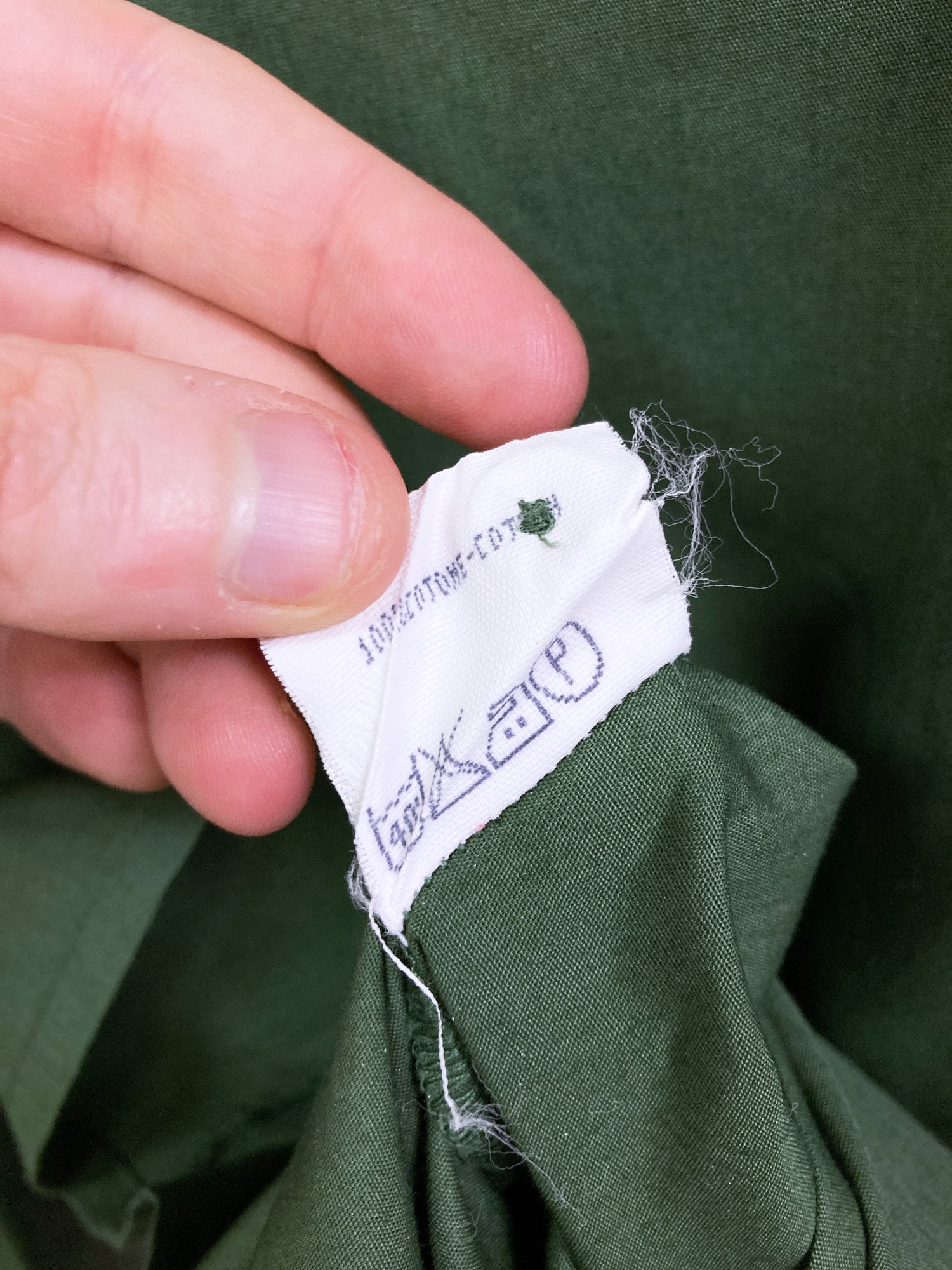 Jean Colonna khaki green cotton darted long sleeve shirt - size 48