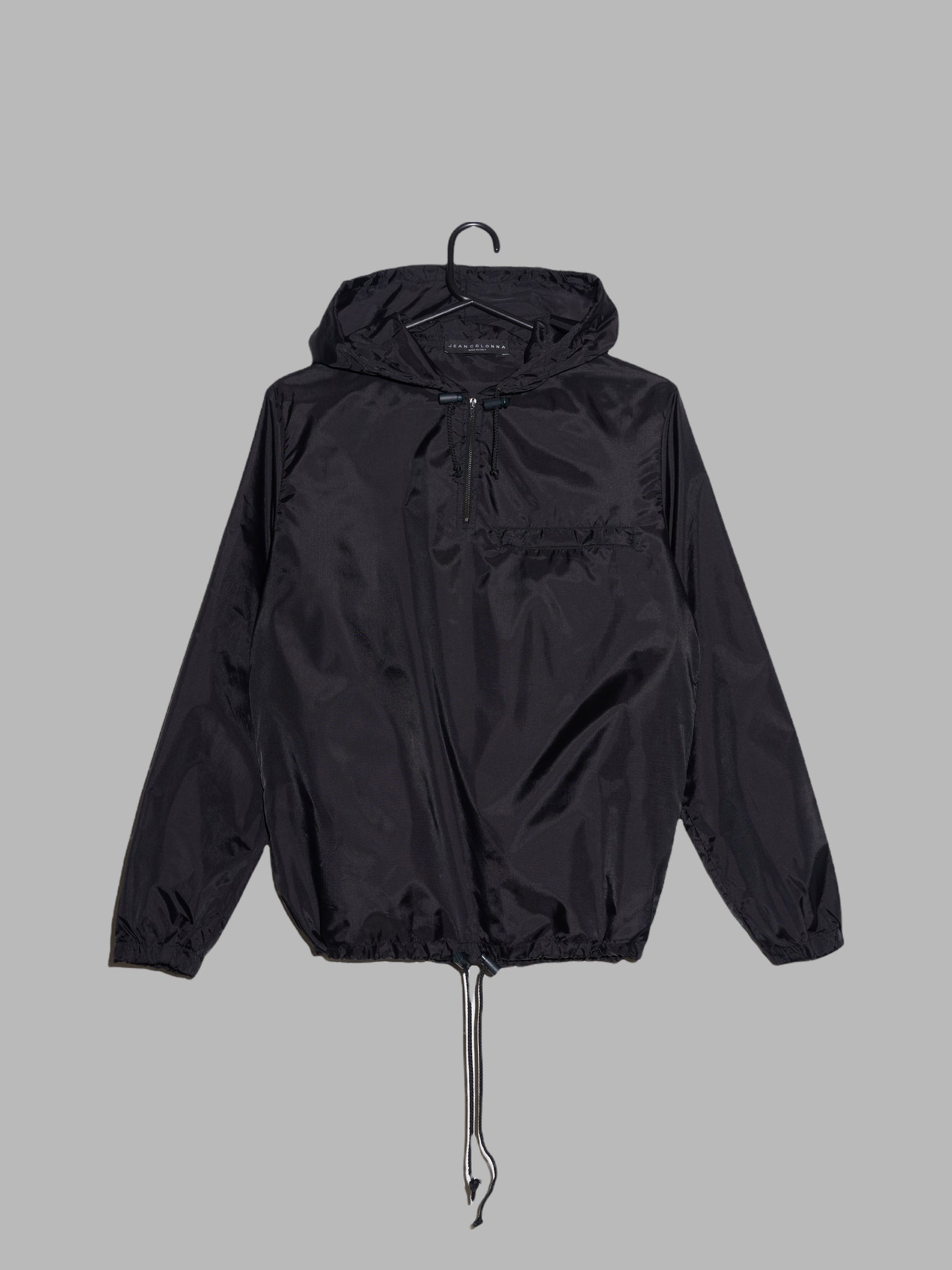 Jean Colonna lightweight black nylon hooded pullover windbreaker - size 48