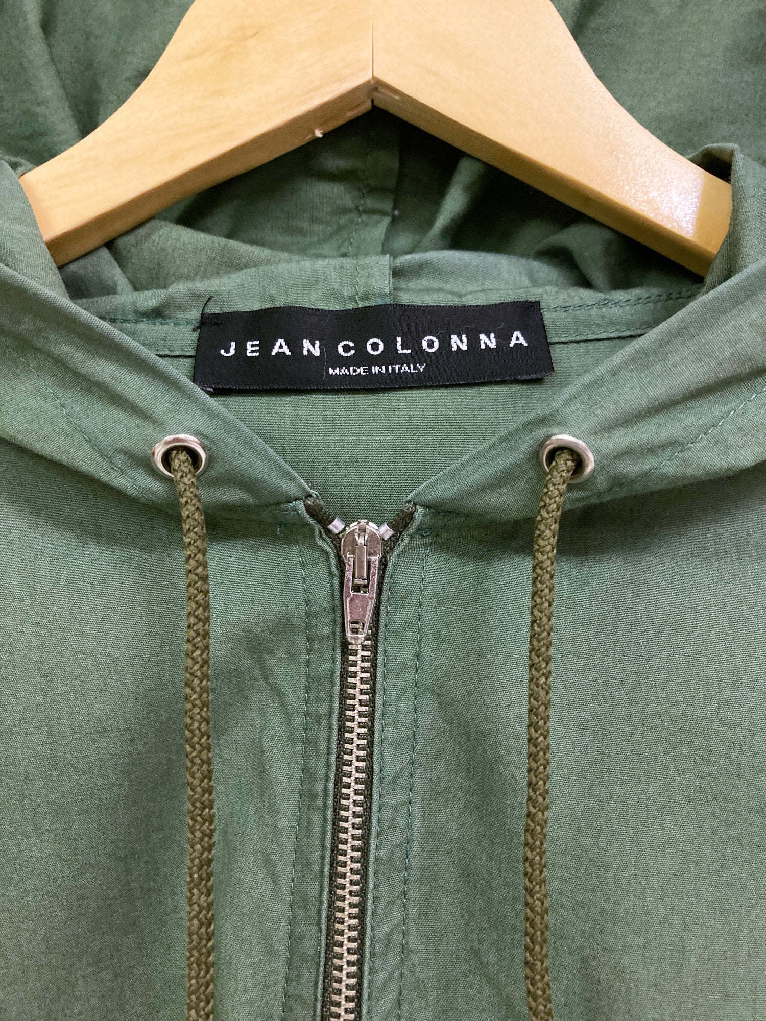 Jean Colonna khaki cotton hooded pullover windbreaker - size 46