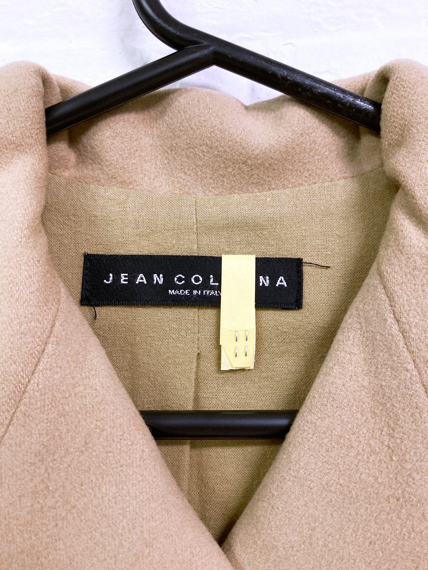 Jean Colonna camel wool melton short belted pea coat - size 38