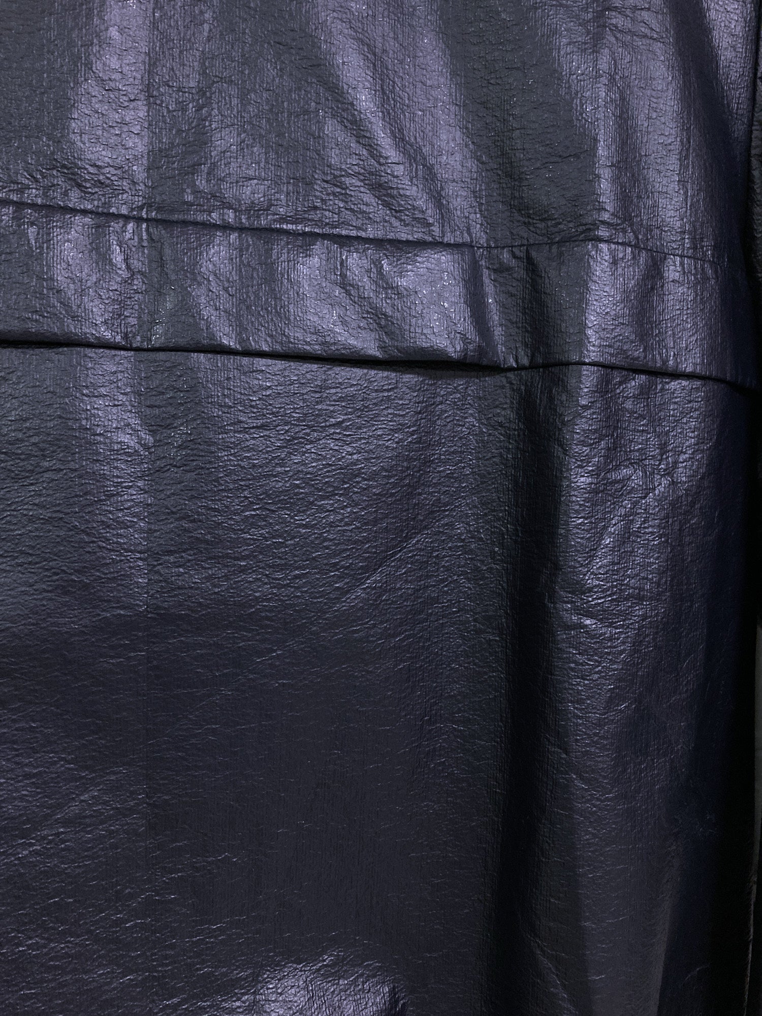 Jean Colonna black vinyl collarless pullover windbreaker - size 48