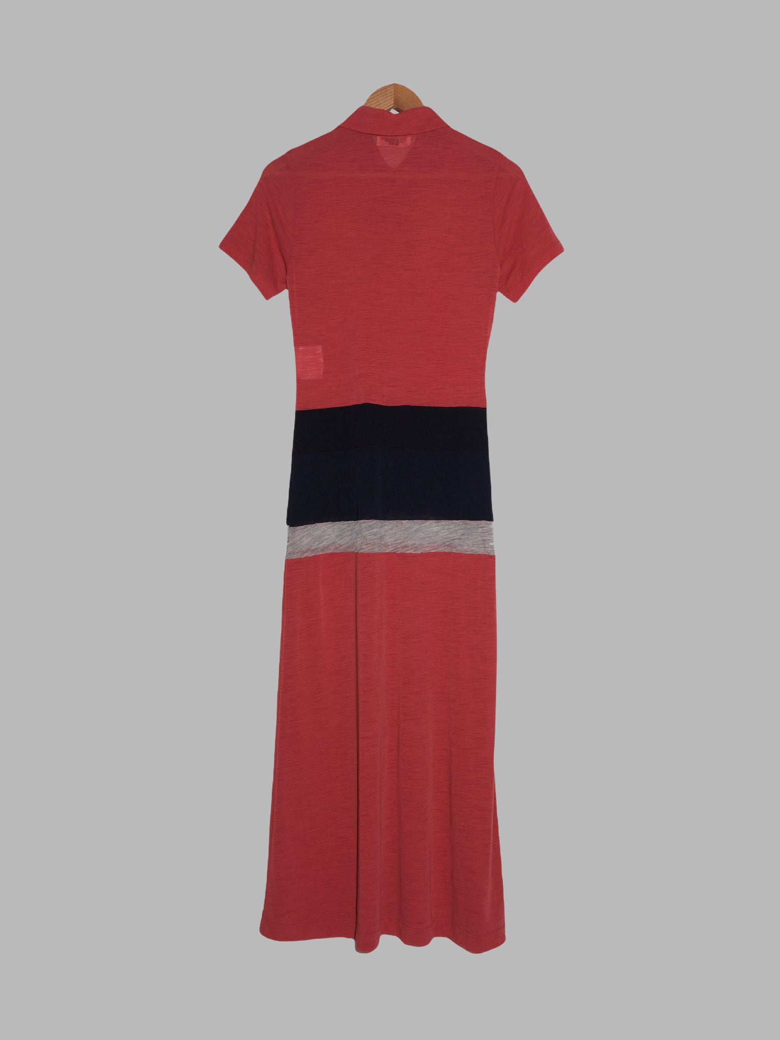 Comme des Garcons SS1996 burnt orange wool jersey polo shirt maxi dress