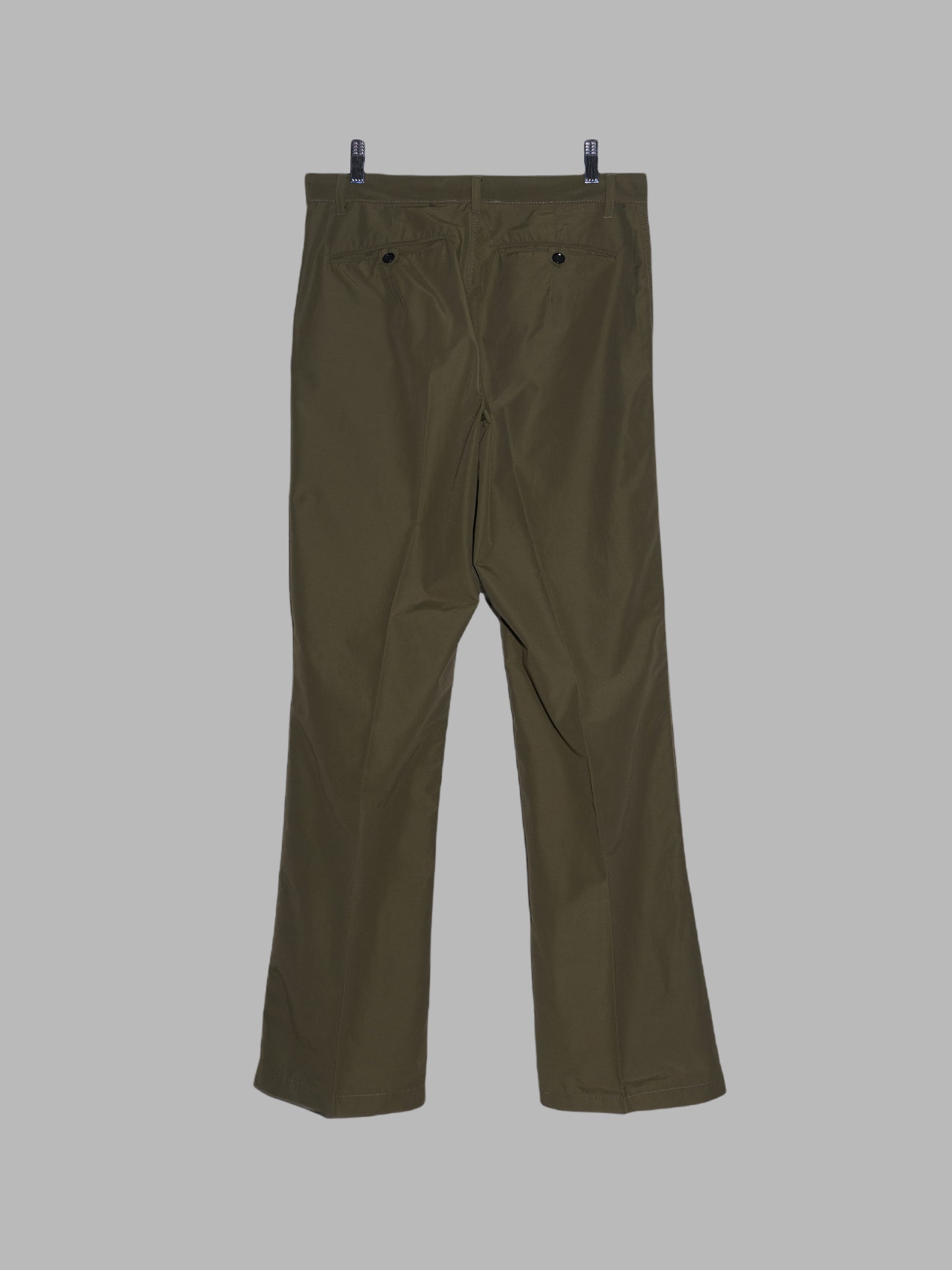 Christophe Lemaire khaki cotton-nylon straight leg trousers - 3 S M