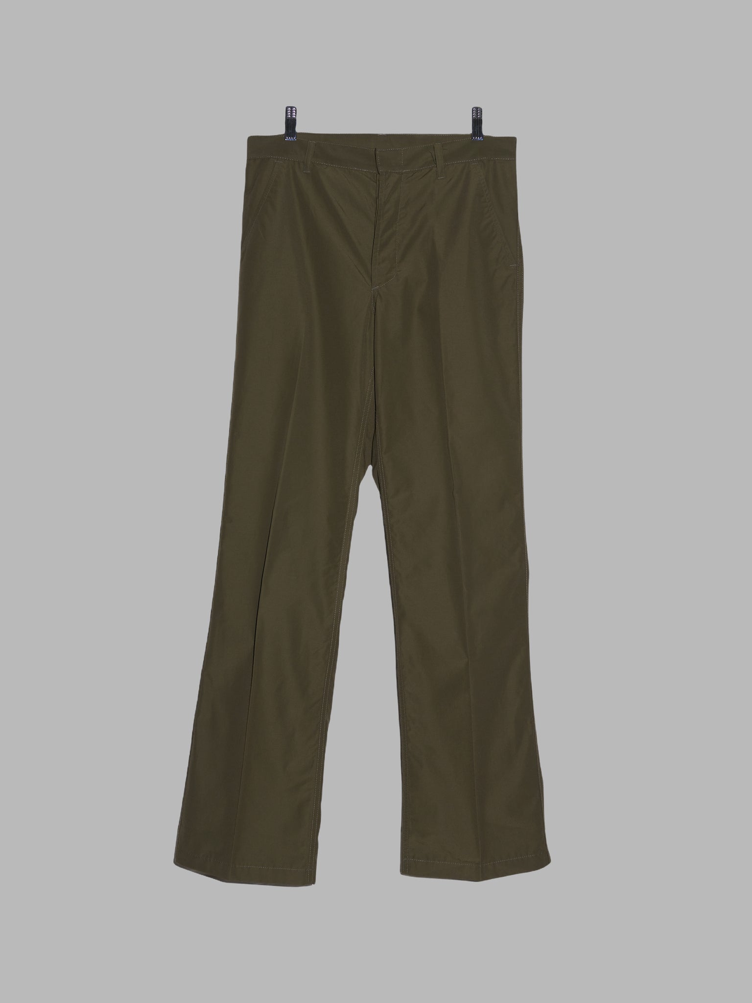 Christophe Lemaire khaki cotton-nylon straight leg trousers - 3 S M