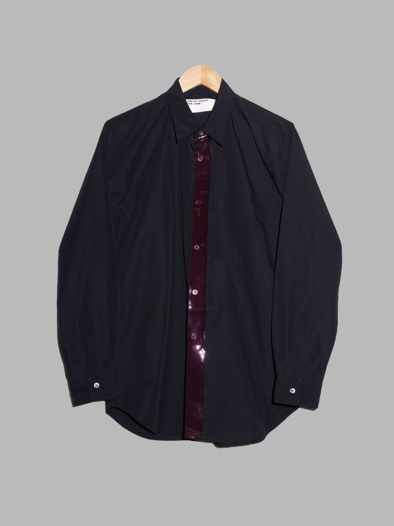 Comme des Garcons Homme Homme SS2001 black shirt with red vinyl front placket