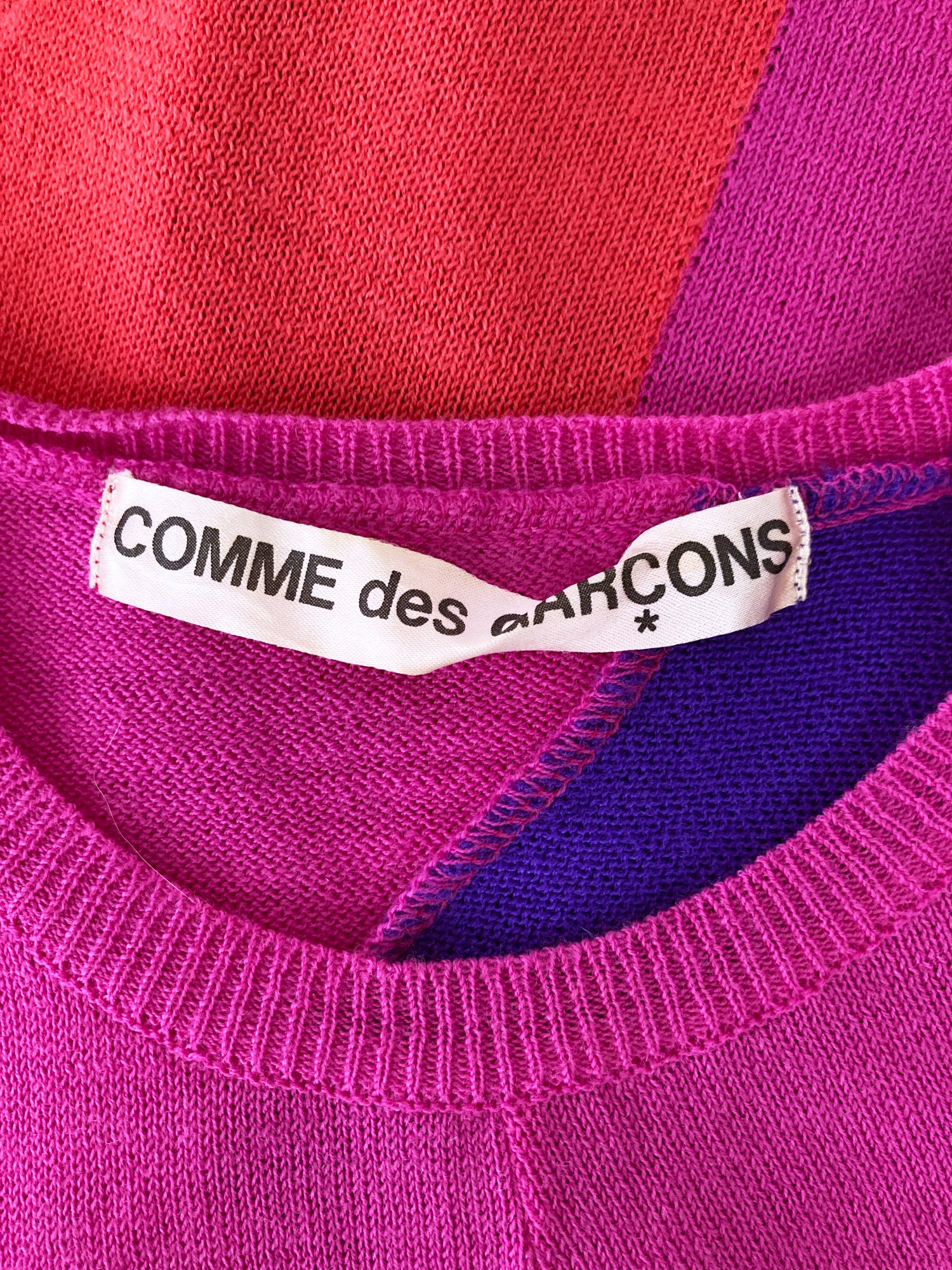 Comme des Garcons SS1996 multicolour wool paneled short sleeve sweater