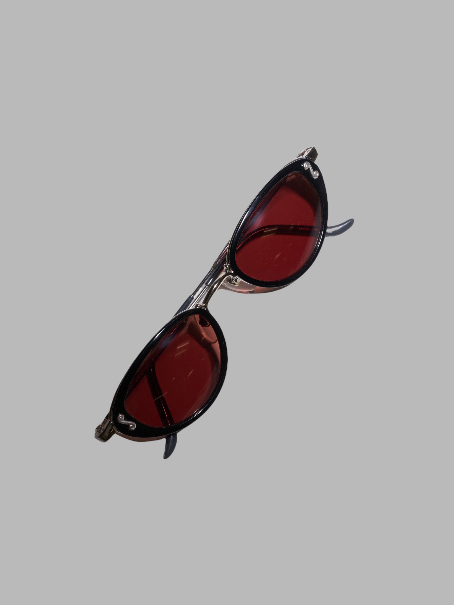 Martine Sitbon black framed sunglasses with dark red brown lenses