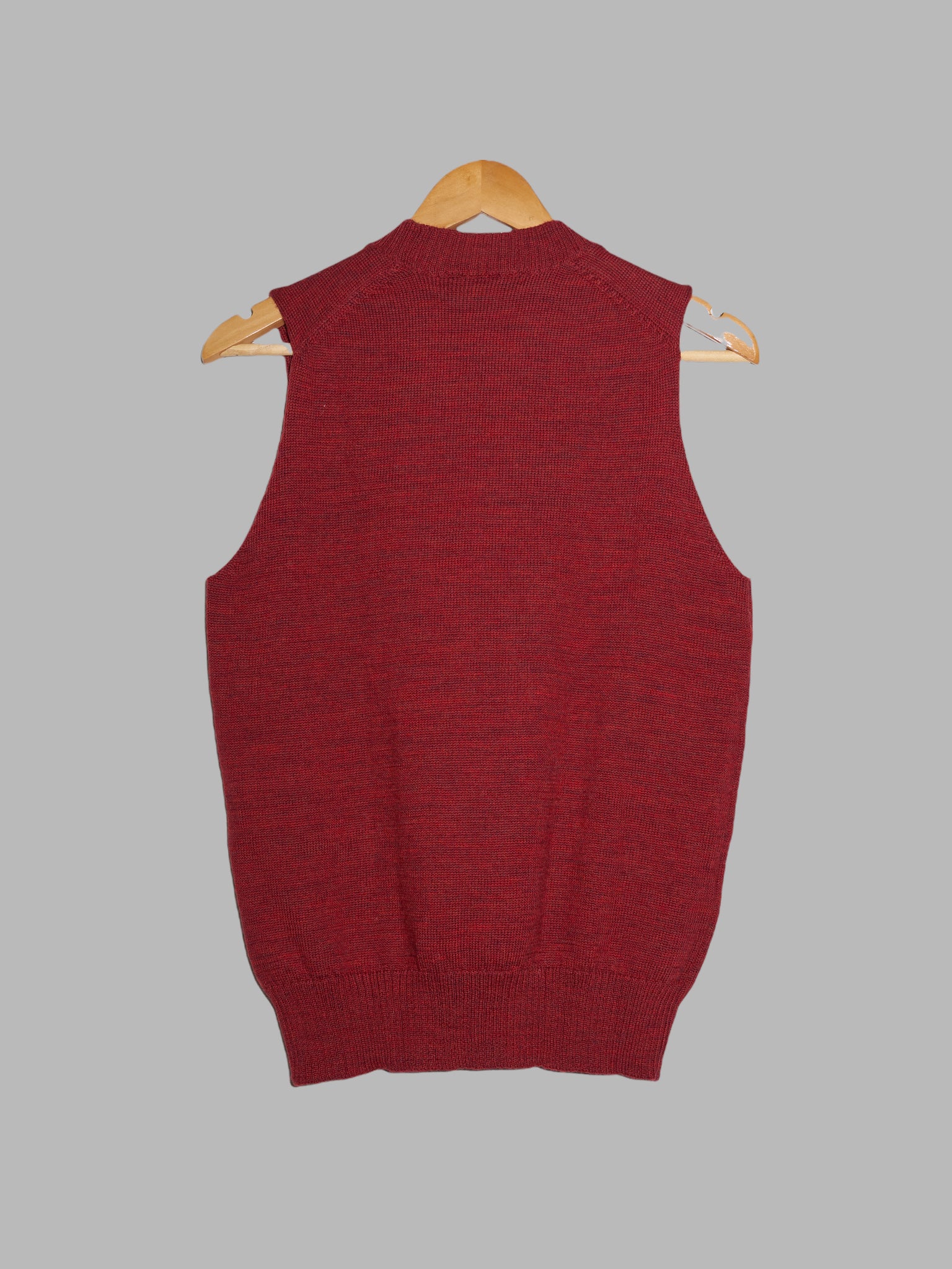 Tricot Comme des Garcons 1997 burgundy wool knit vest with floral embroidery