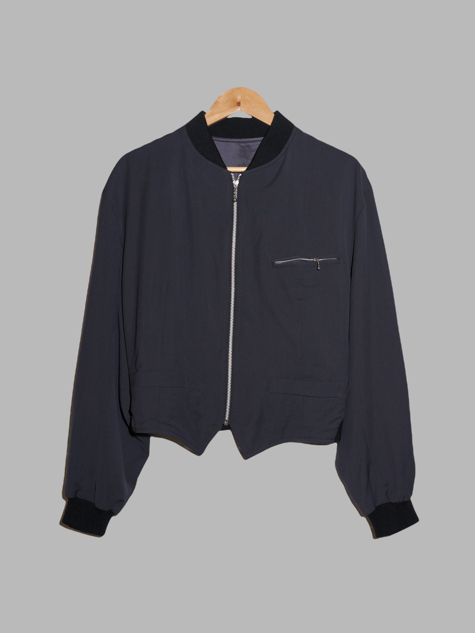 Tokio Kumagai 1980s grey wool gabardine vest-front bomber jacket