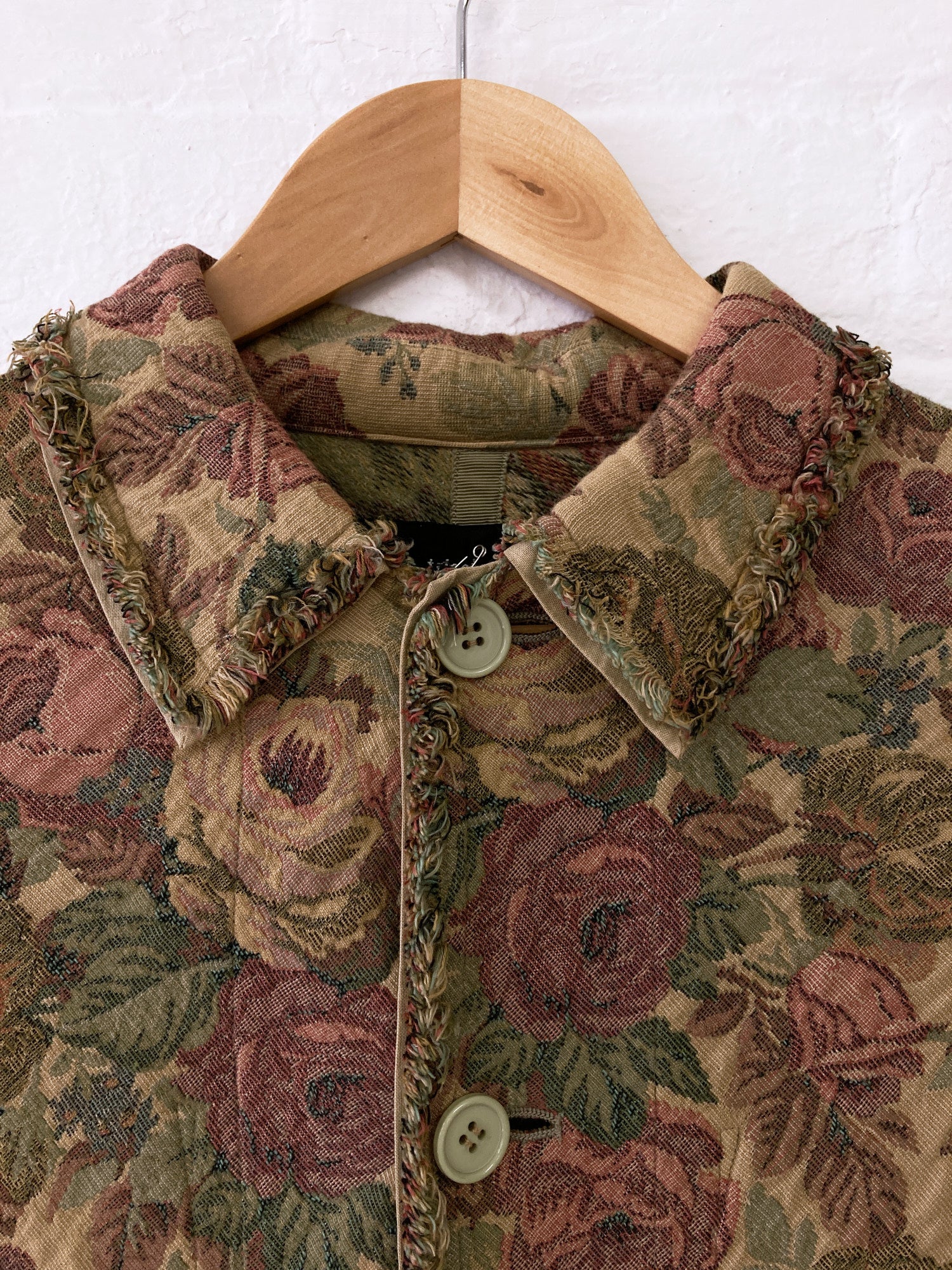 Tricot Comme des Garcons 2000 brown floral jacquard reversible 4 button jacket