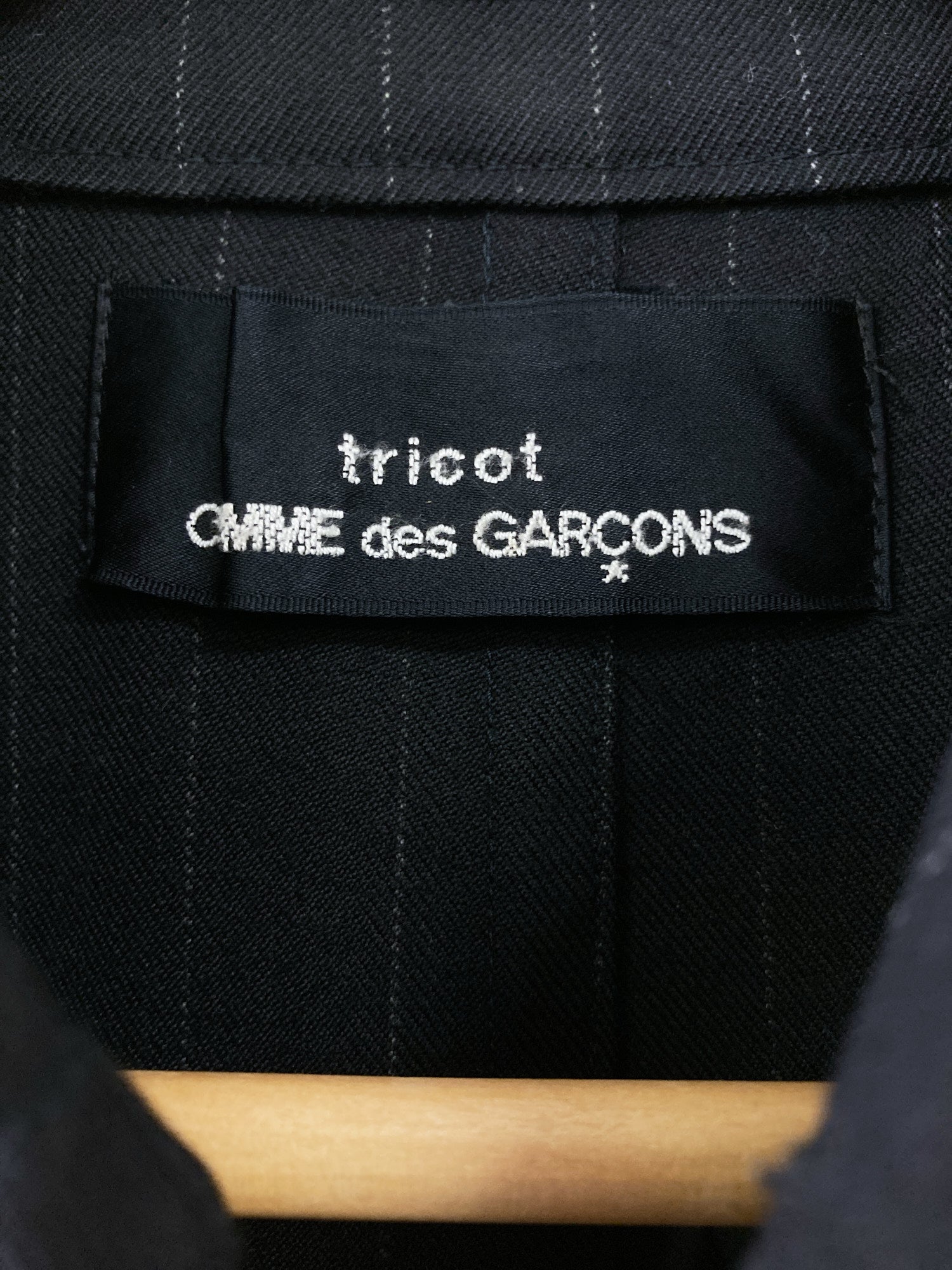 Tricot Comme des Garcons 1998 dark navy striped wool trench Tricot Comme des Garcons 1998 dark navy striped wool trench
