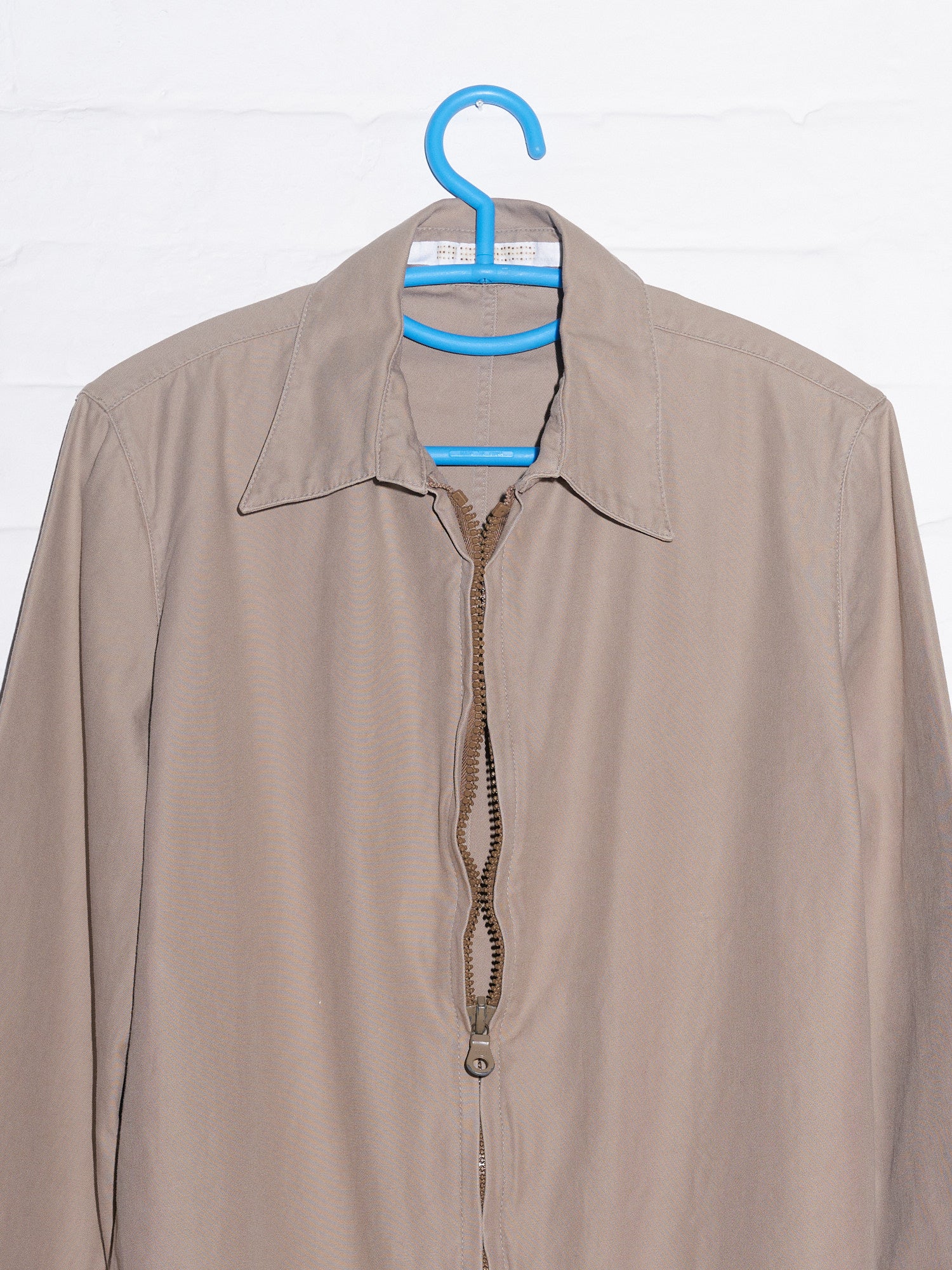 Rip Van Winkle 1990s beige cotton drill zipped shirt jacket - S